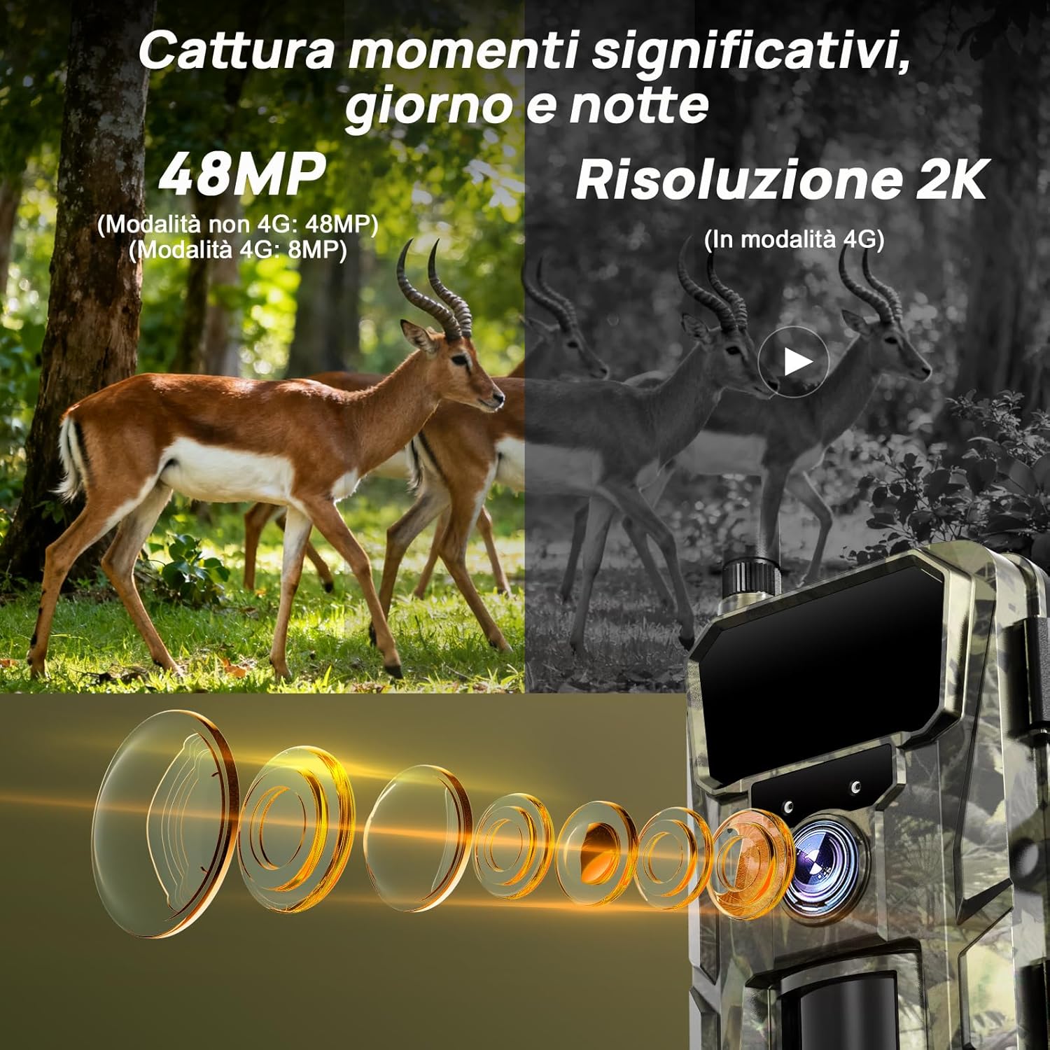 Izeeker Fototrappola Solare 4G LTE 48MP con SIM e SD 64GB - immagine 5