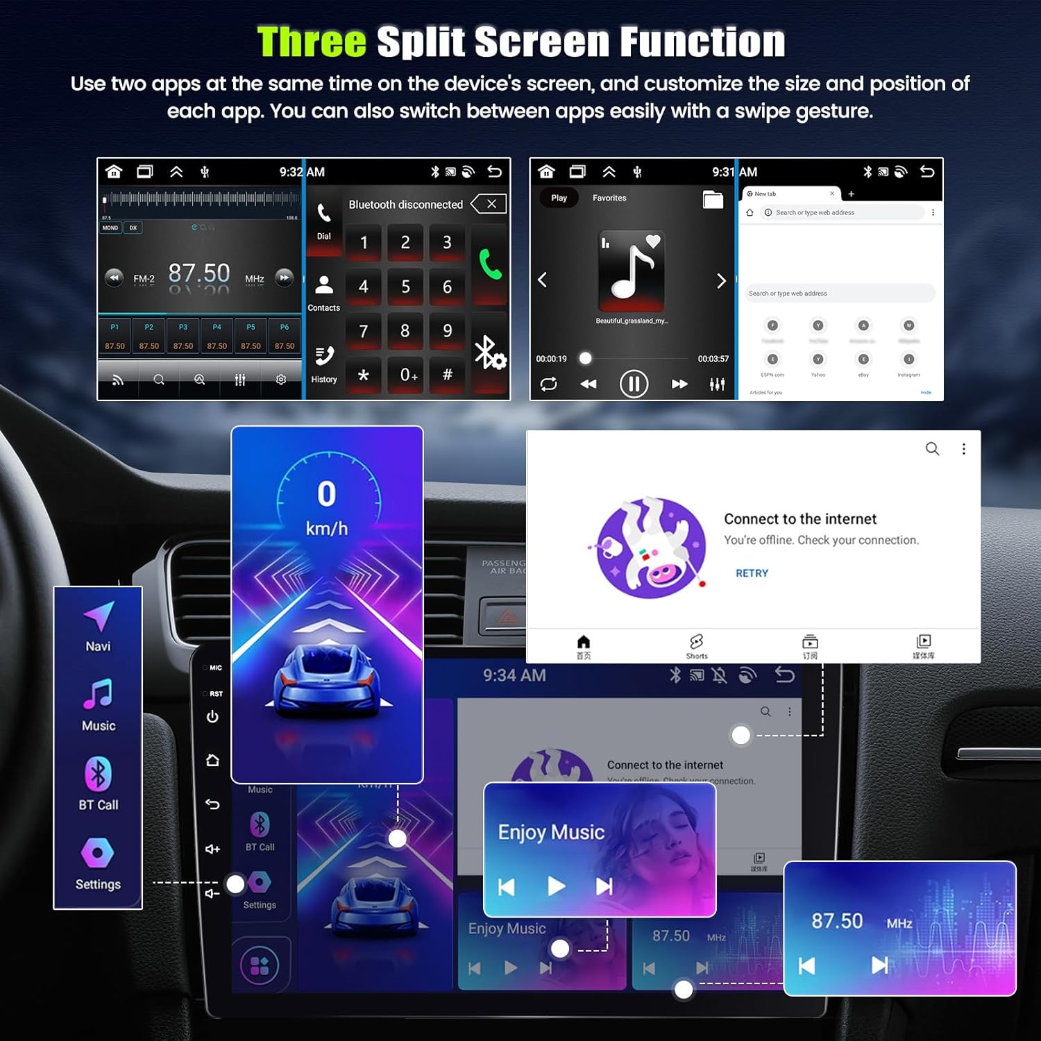 Autoradio Android 13 9'' per Mercedes-Benz Smart Fortwo 451 - immagine 5
