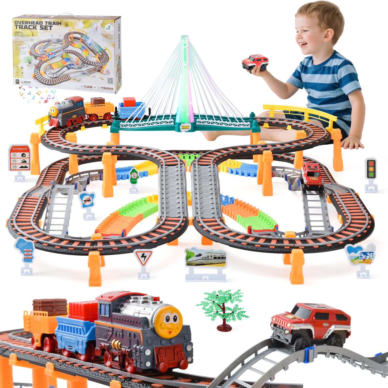 Trenino Elettrico per Bambini - 215 PCS Piste Flessibili