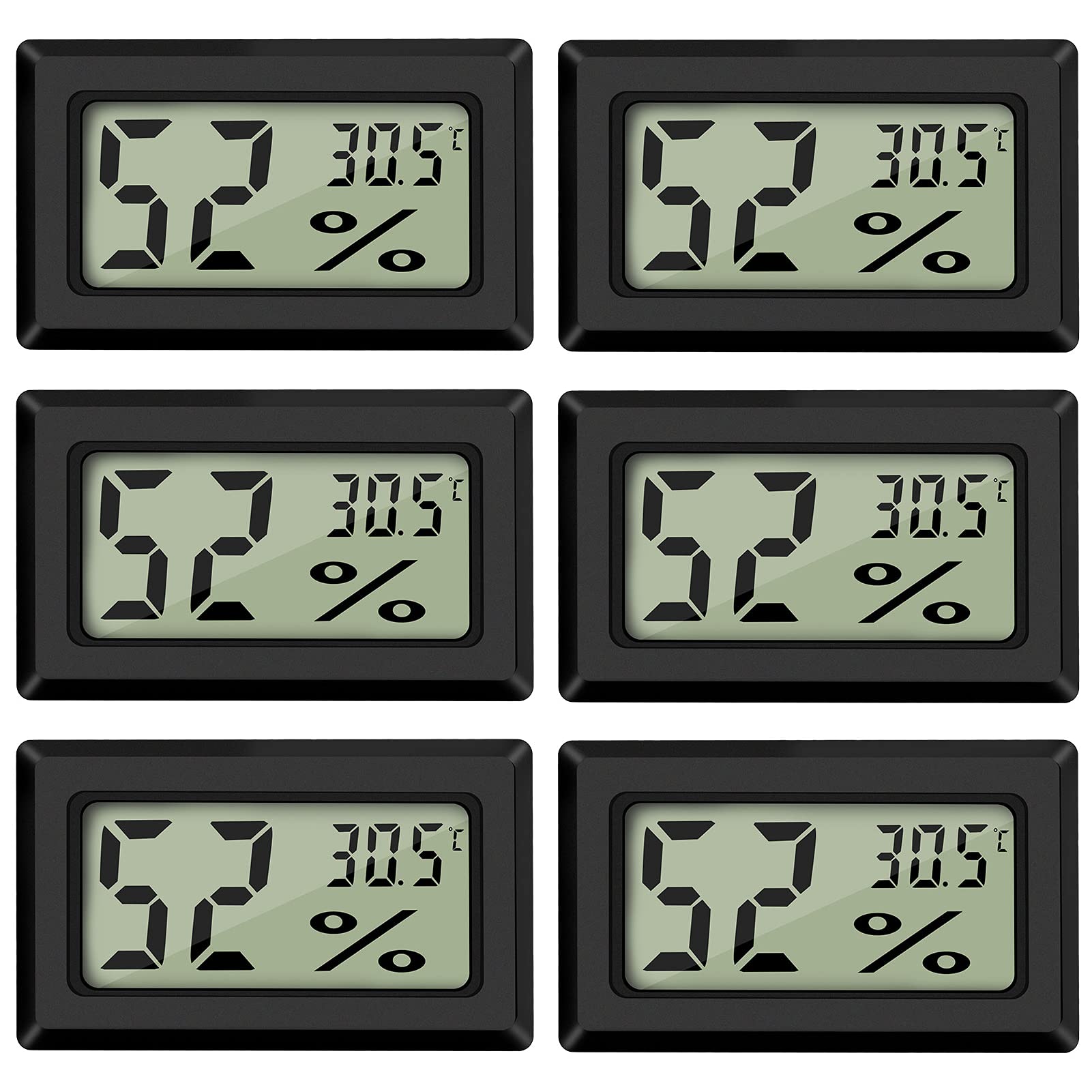 Mini Termometro Igrometro Digitale 6 Pezzi, Nero