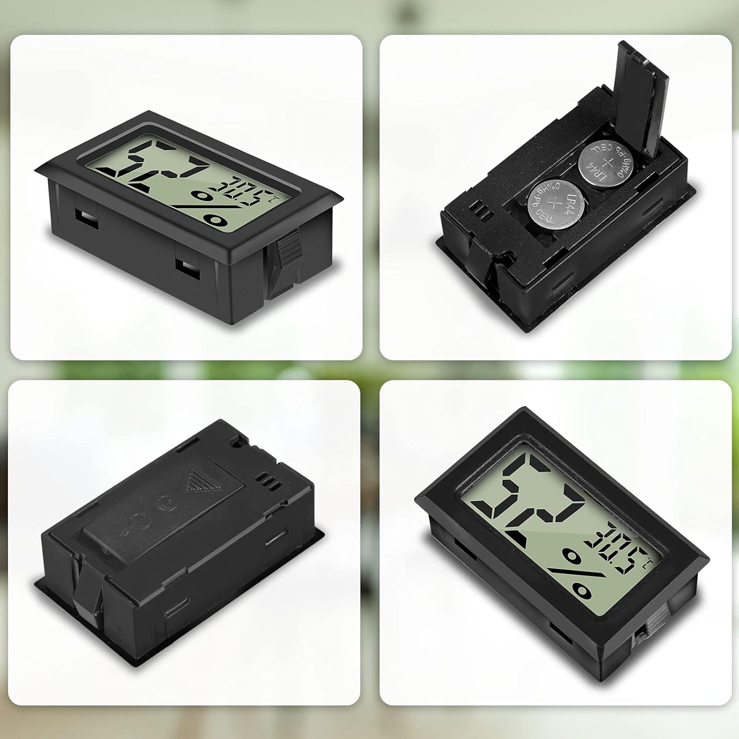 Mini Termometro Igrometro Digitale 6 Pezzi, Nero - immagine 2