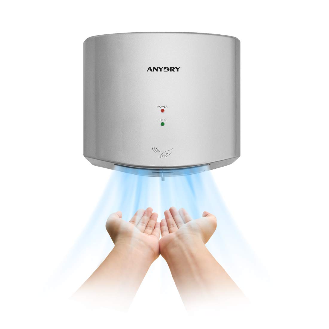 anydry 2630S Asciugamani Elettrico 1400-1650W, Argento