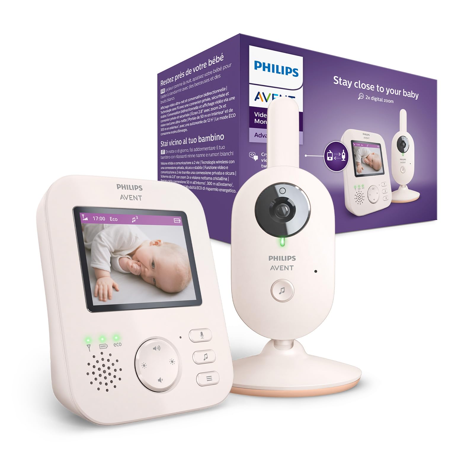 Philips Avent Advanced Video Baby Monitor, Corallo Crema