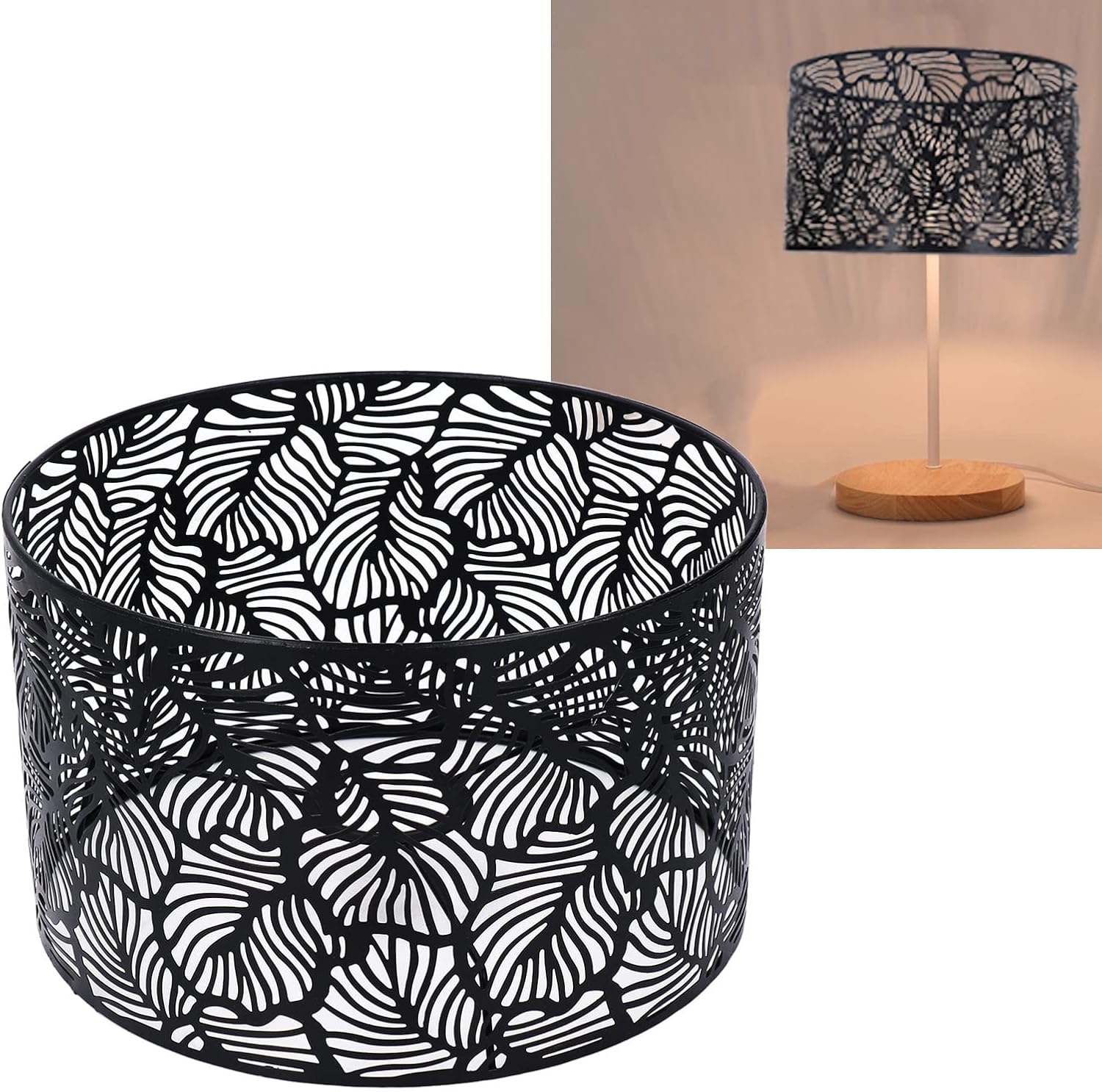 Oumefar Paralume Moderno per Lampadine E14 E27, Nero - immagine 2