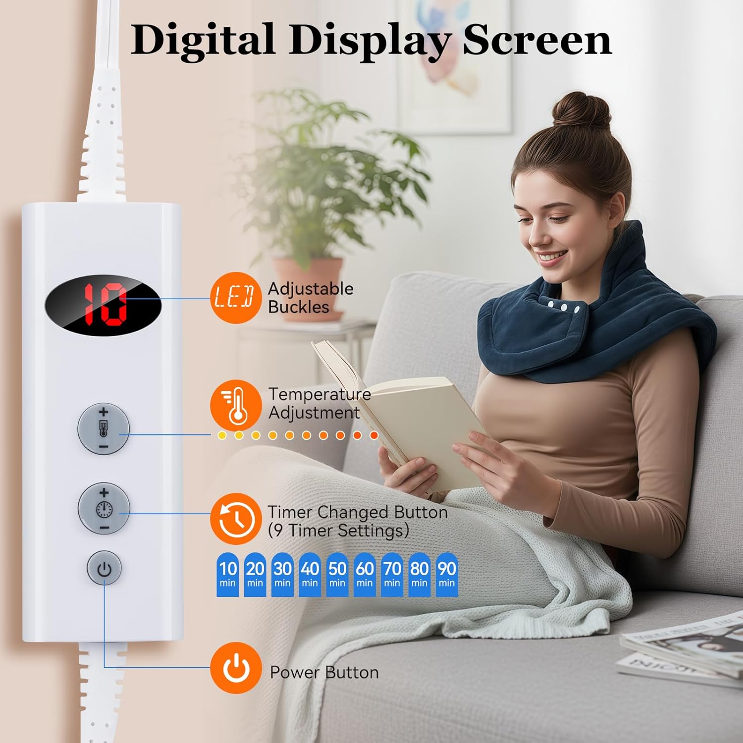 Ninonly Cuscino Termico Cervicale Elettrico 50x56cm - immagine 4