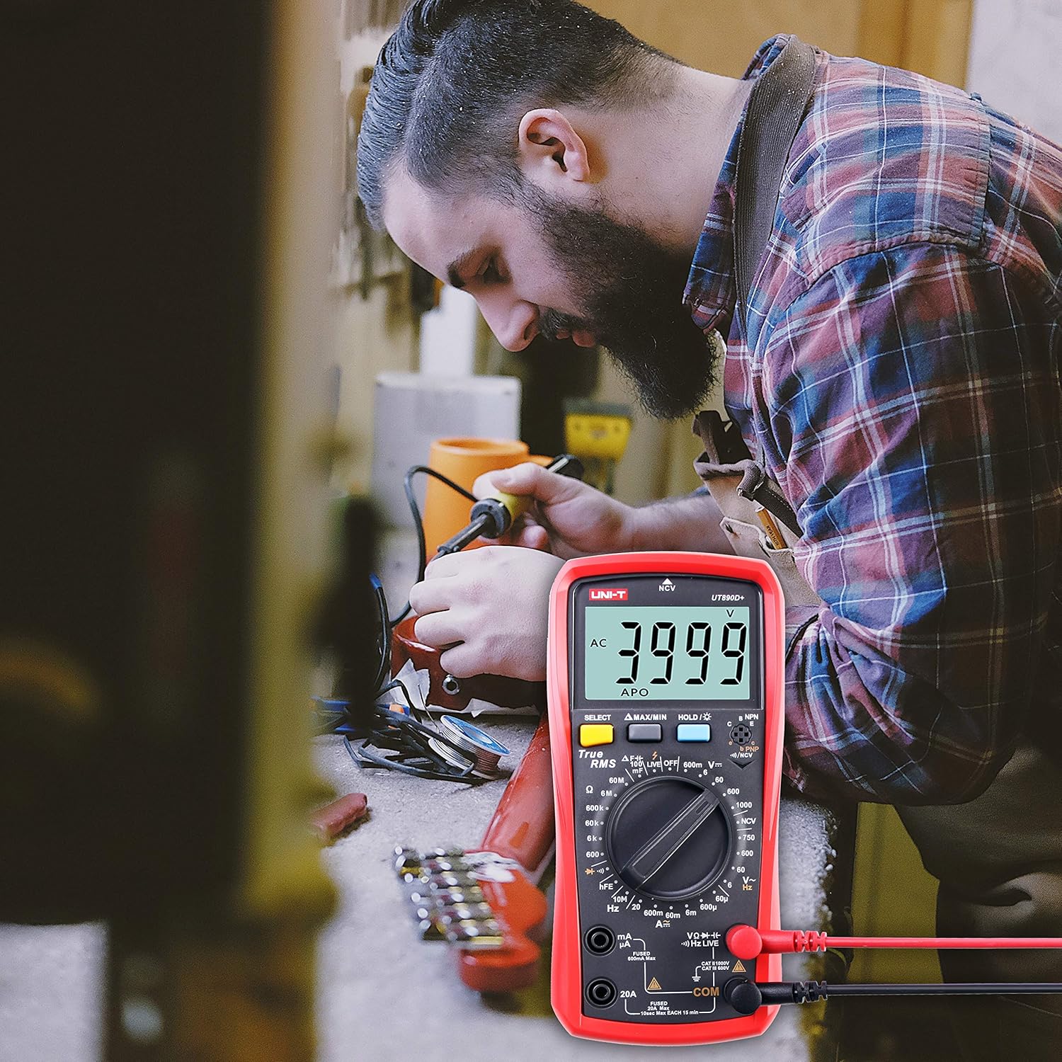 UNI-T UT890D+ Multimetro Digitale True RMS Tensione di Corrente DC/AC (Distinguere tra Cavo Fase e Neutro) - immagine 7