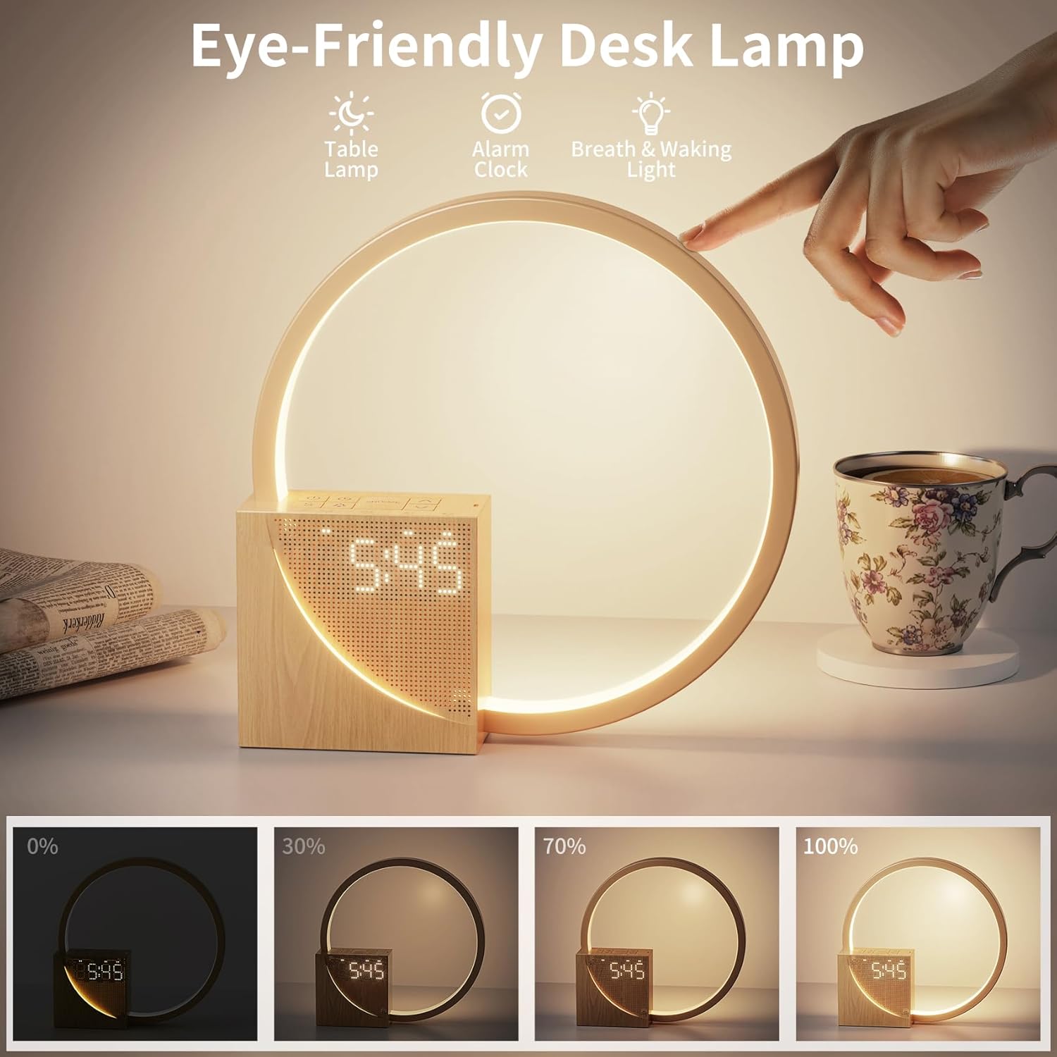 Lampada Comodino LED con Sveglia e USB - immagine 4