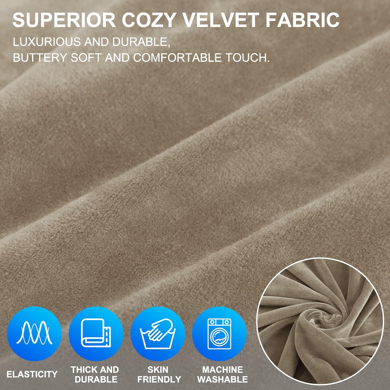 Copridivano Velluto Spesso 3 Posti, Cammello - immagine 3