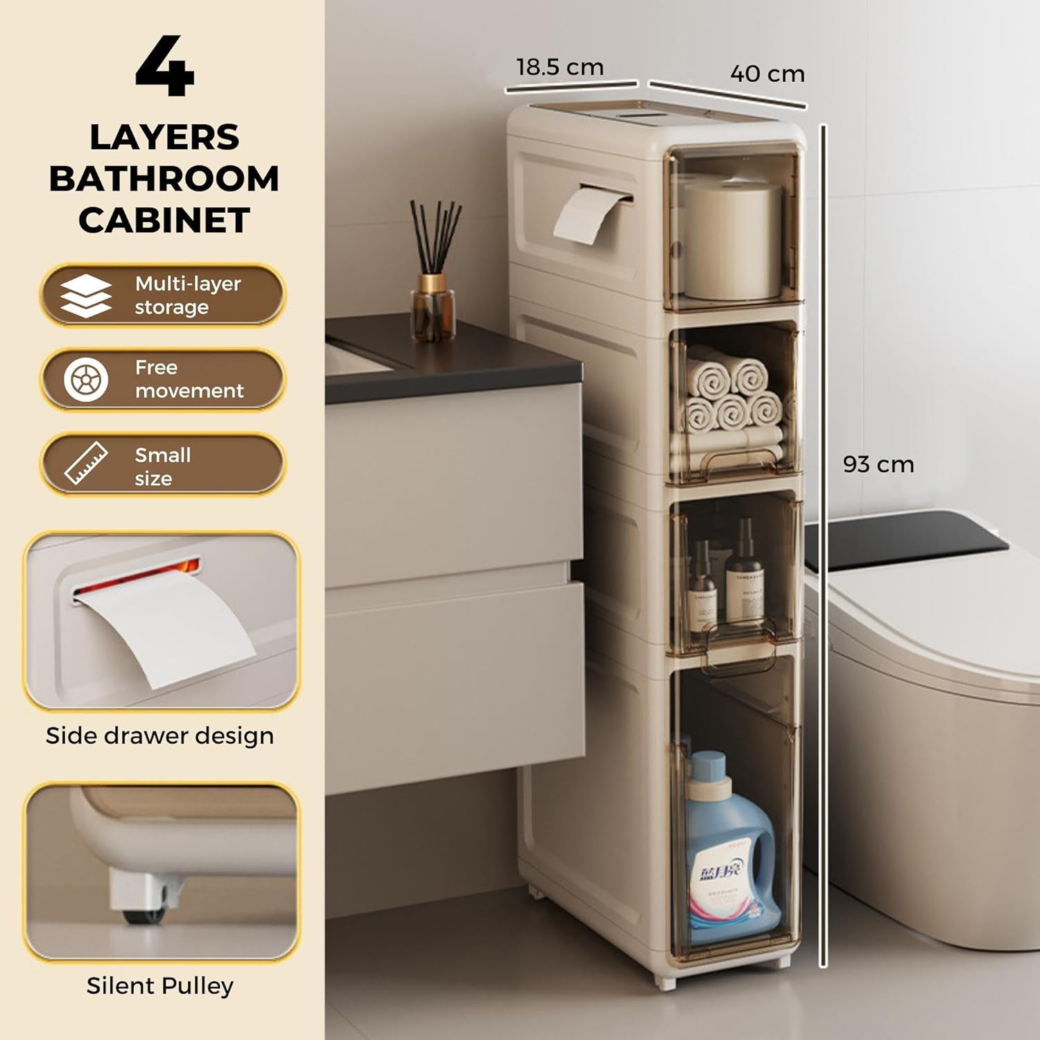 Magic Select Organizer da Bagno Stretto con Ruote - immagine 2