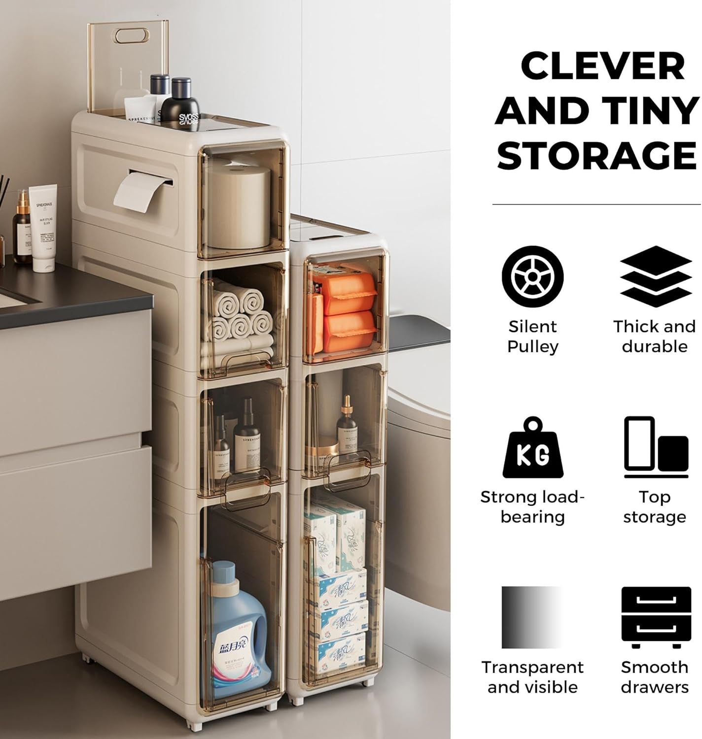 Magic Select Organizer da Bagno Stretto con Ruote - immagine 3