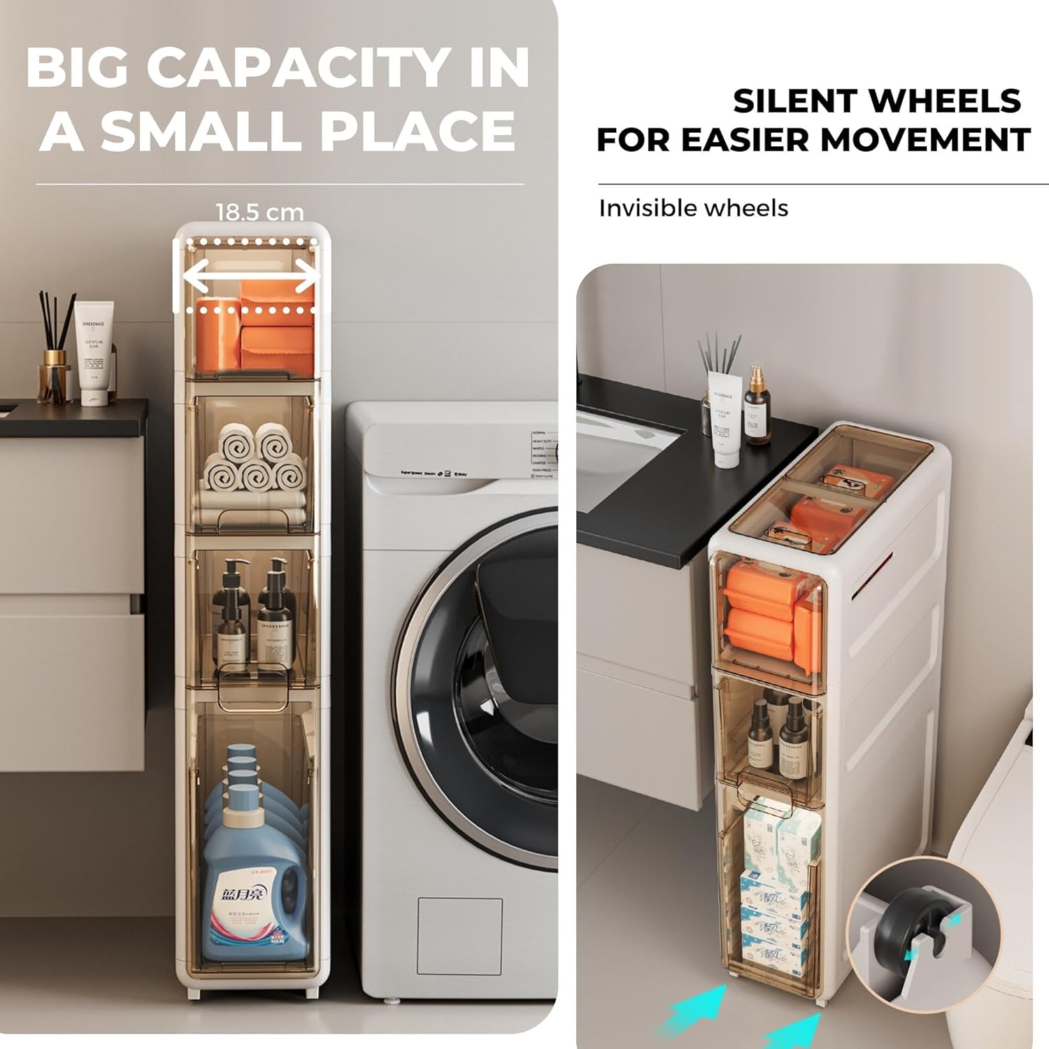 Magic Select Organizer da Bagno Stretto con Ruote - immagine 4