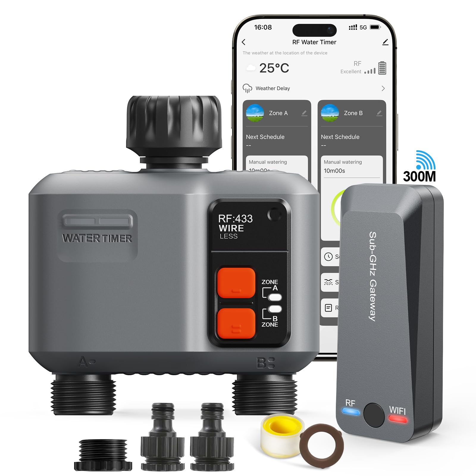 Johgee Timer Irrigazione WiFi 2 Vie RF 300M