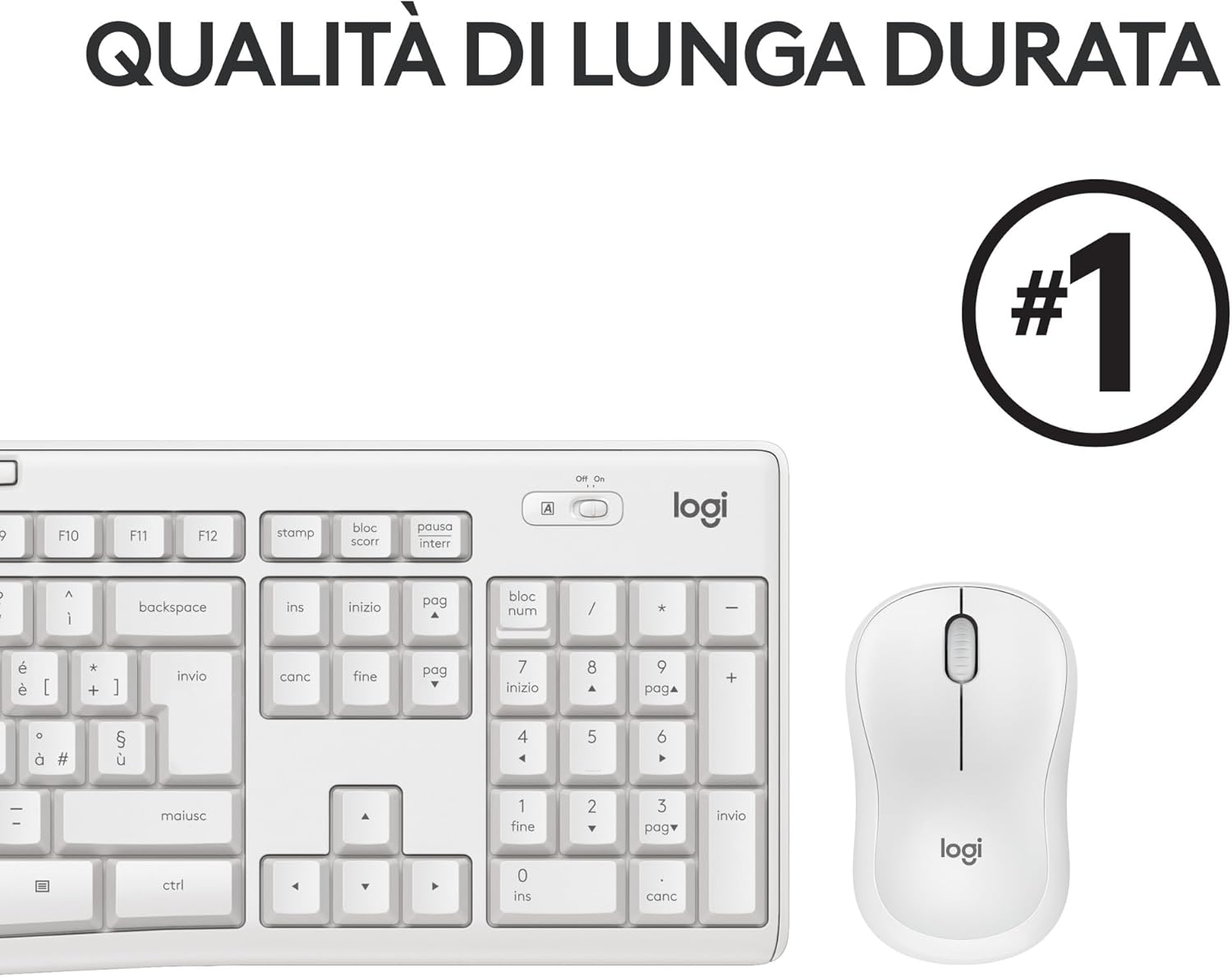 Logitech MK295 Kit Mouse e Tastiera Wireless - Bianco - immagine 8