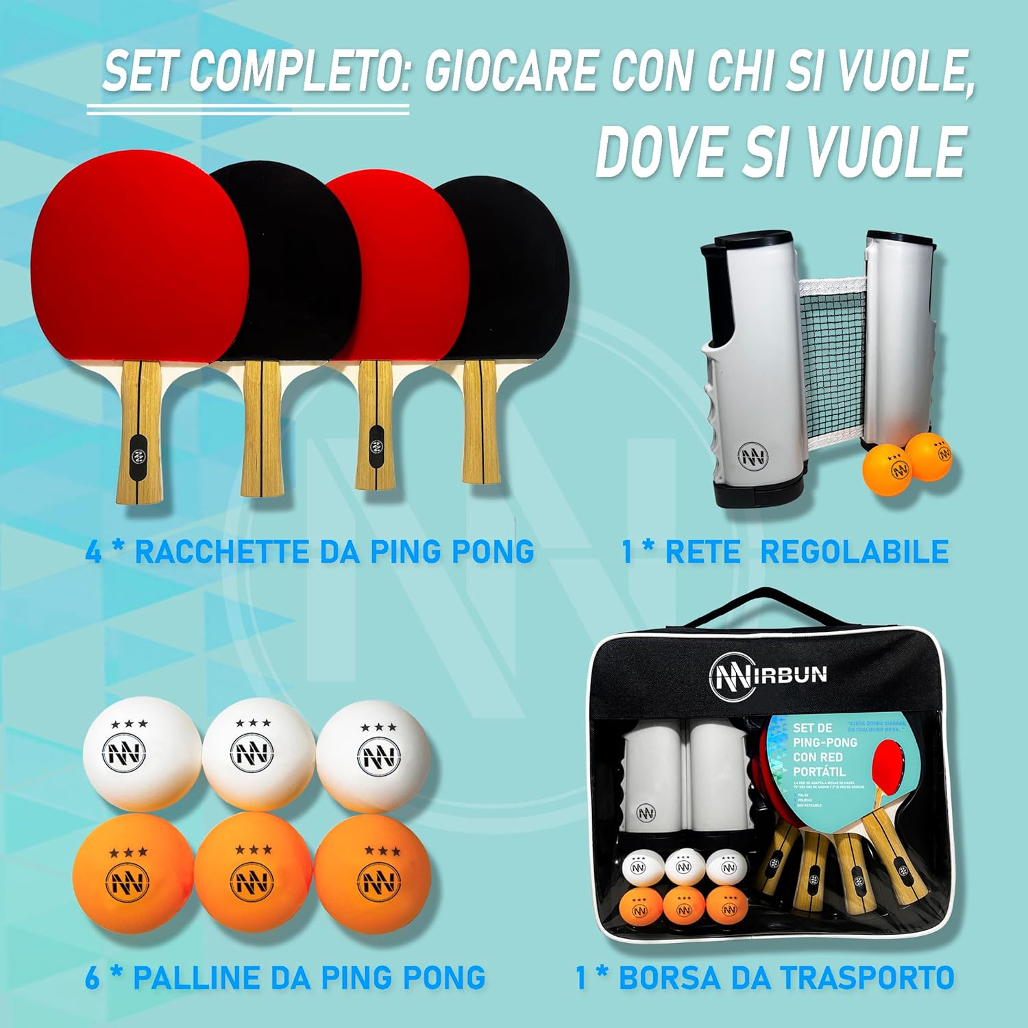 Set Ping Pong con Rete Estensibile e Pale Professionali - immagine 3