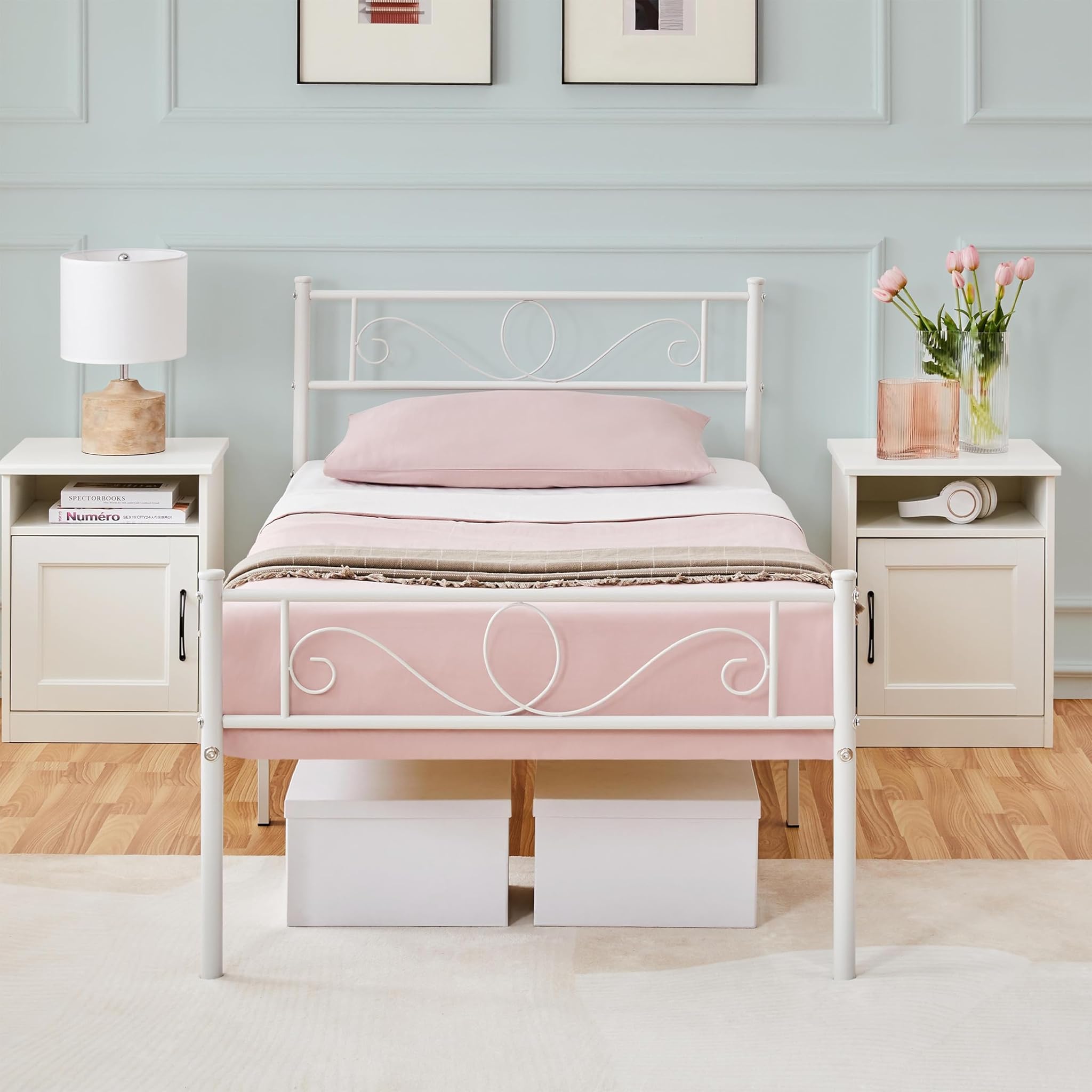 Yaheetech Struttura Letto Singolo 90x200 cm, Bianco