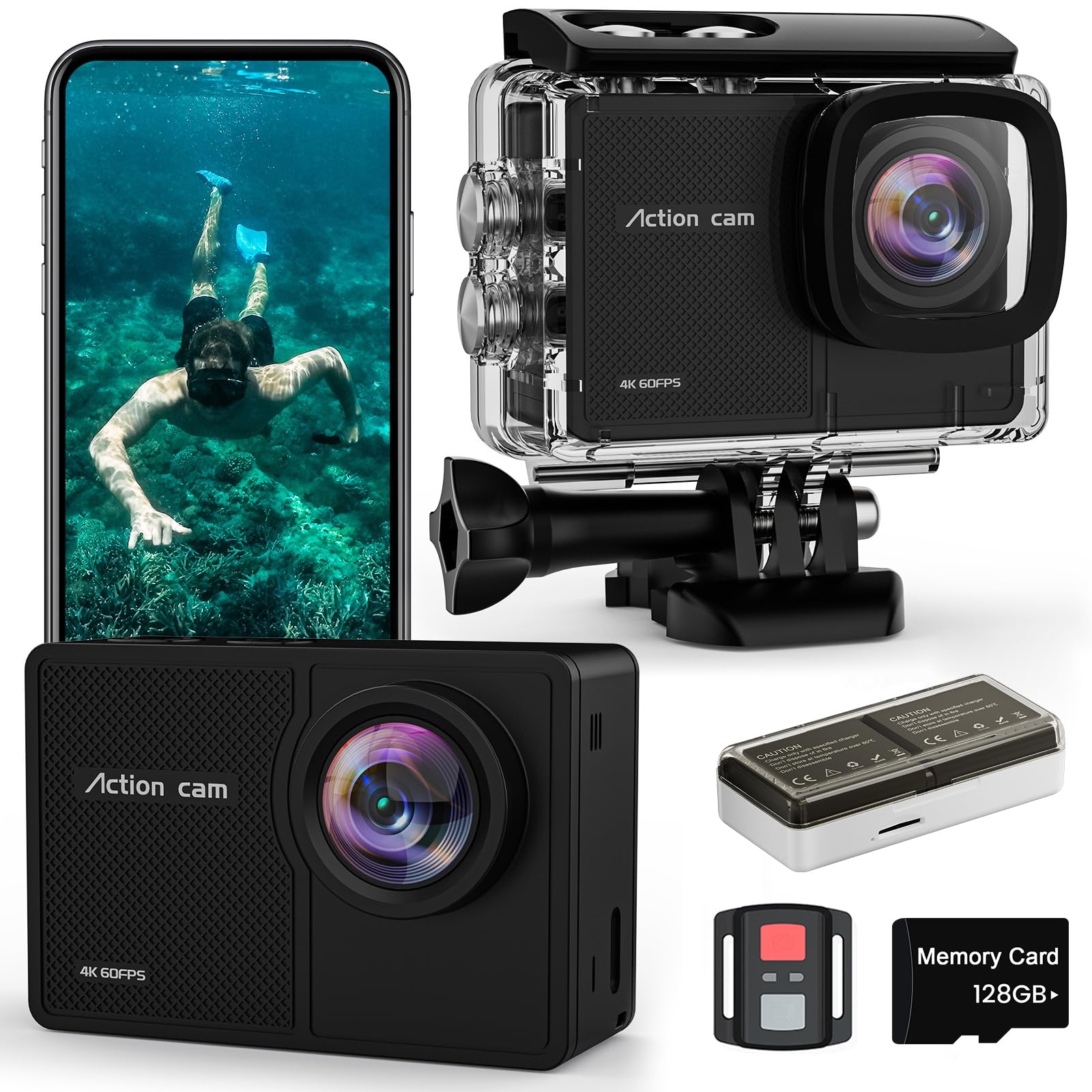 Timnut 4K 60FPS Action Cam 40M Subacquea 48MP