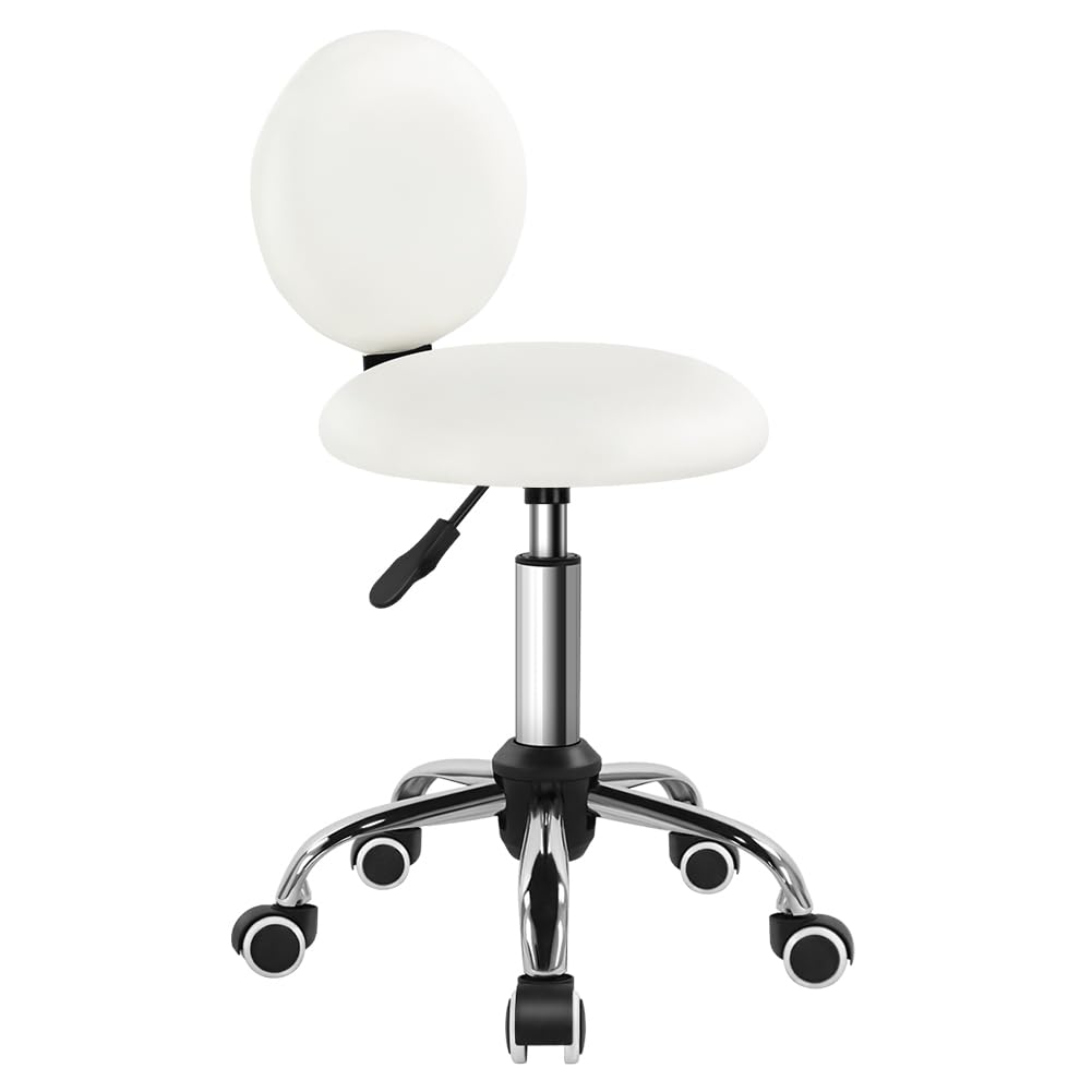 Furwoo Sgabello Rotante con Schienale, Bianco