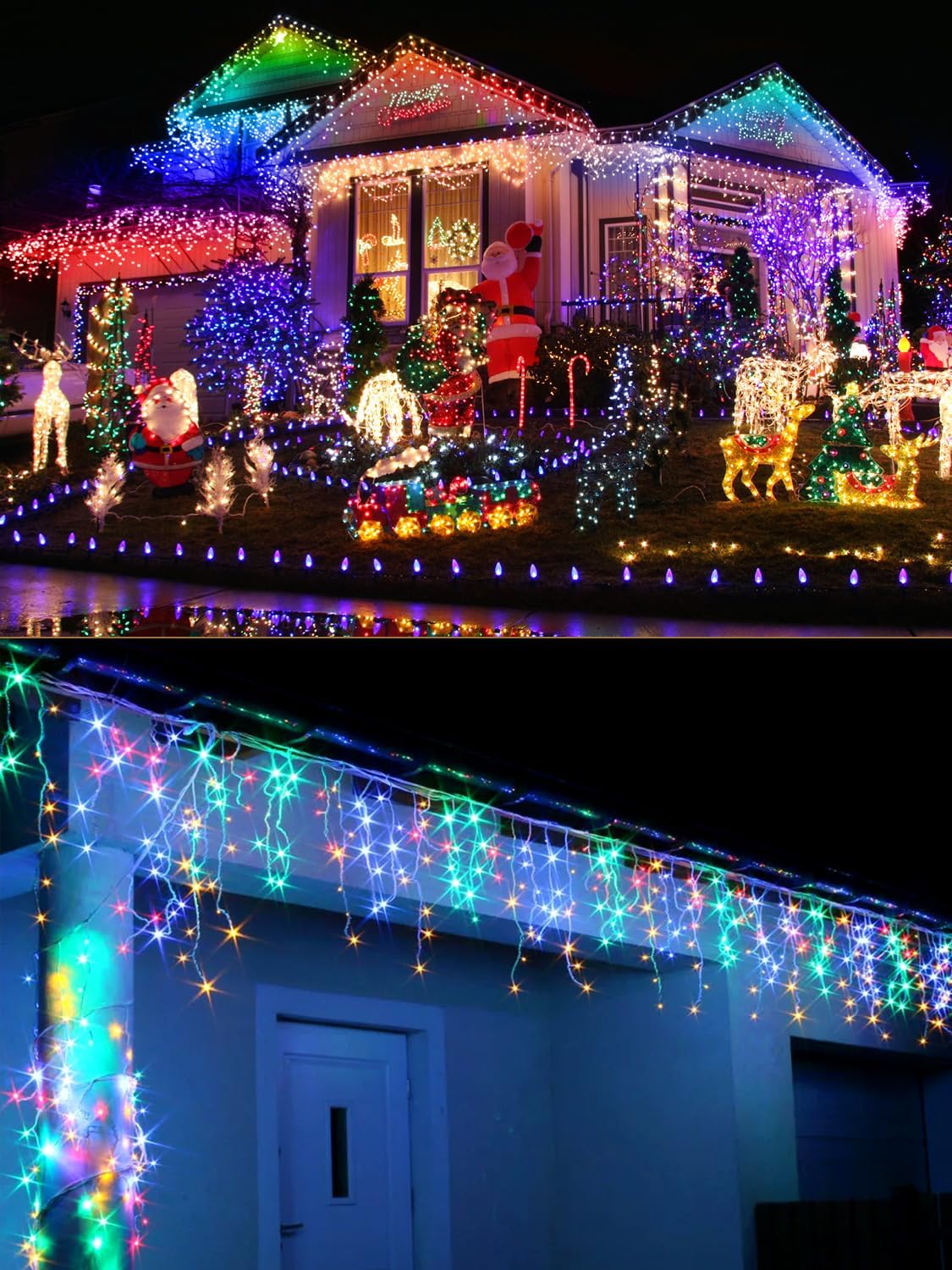 Luci Natale Esterno Cascata LED 10M Multicolore - immagine 7