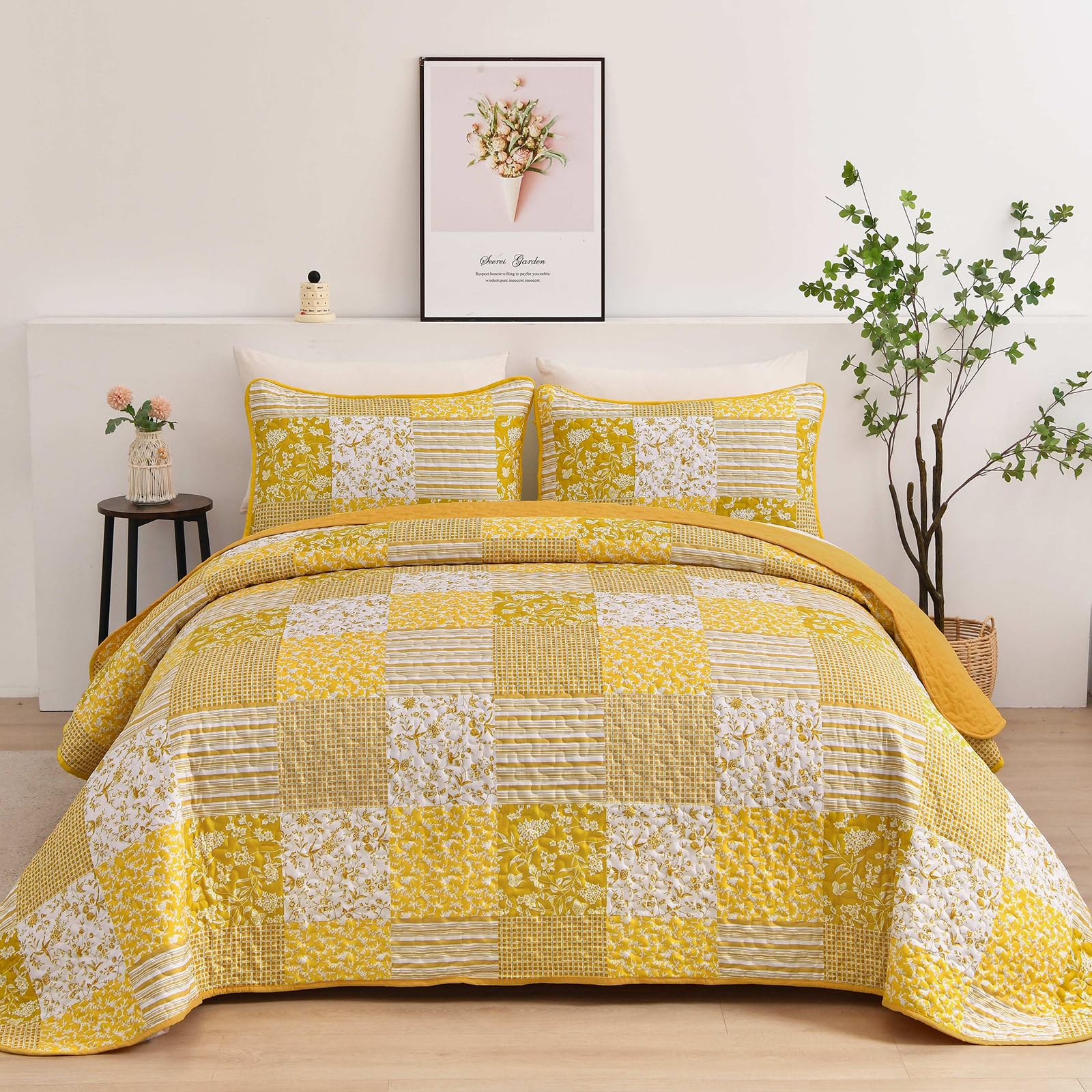 Mybedsoul Set Biancheria Letto Matrimoniale 3 Pezzi, Giallo