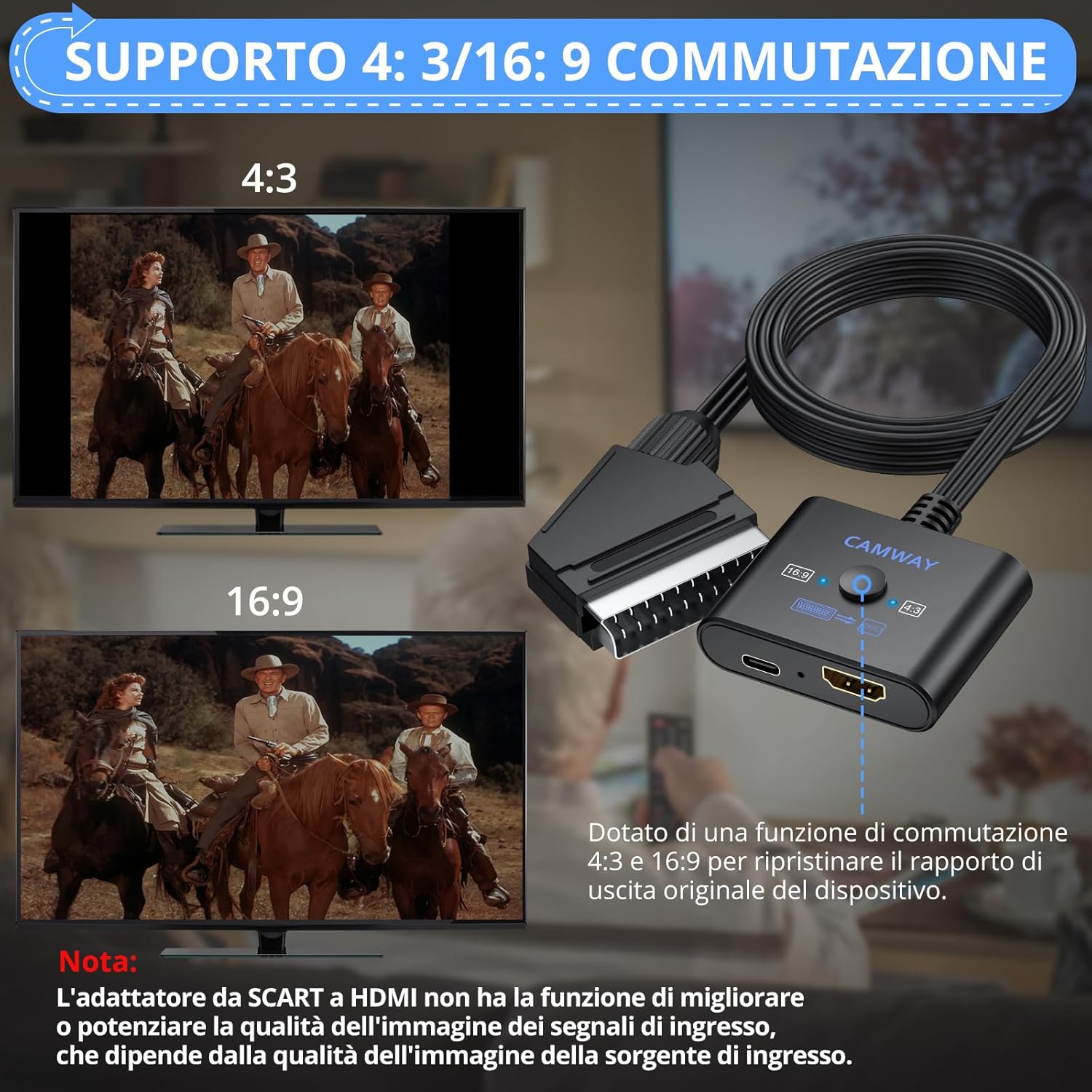 Camway Convertitore Scart a HDMI 1080P - immagine 3