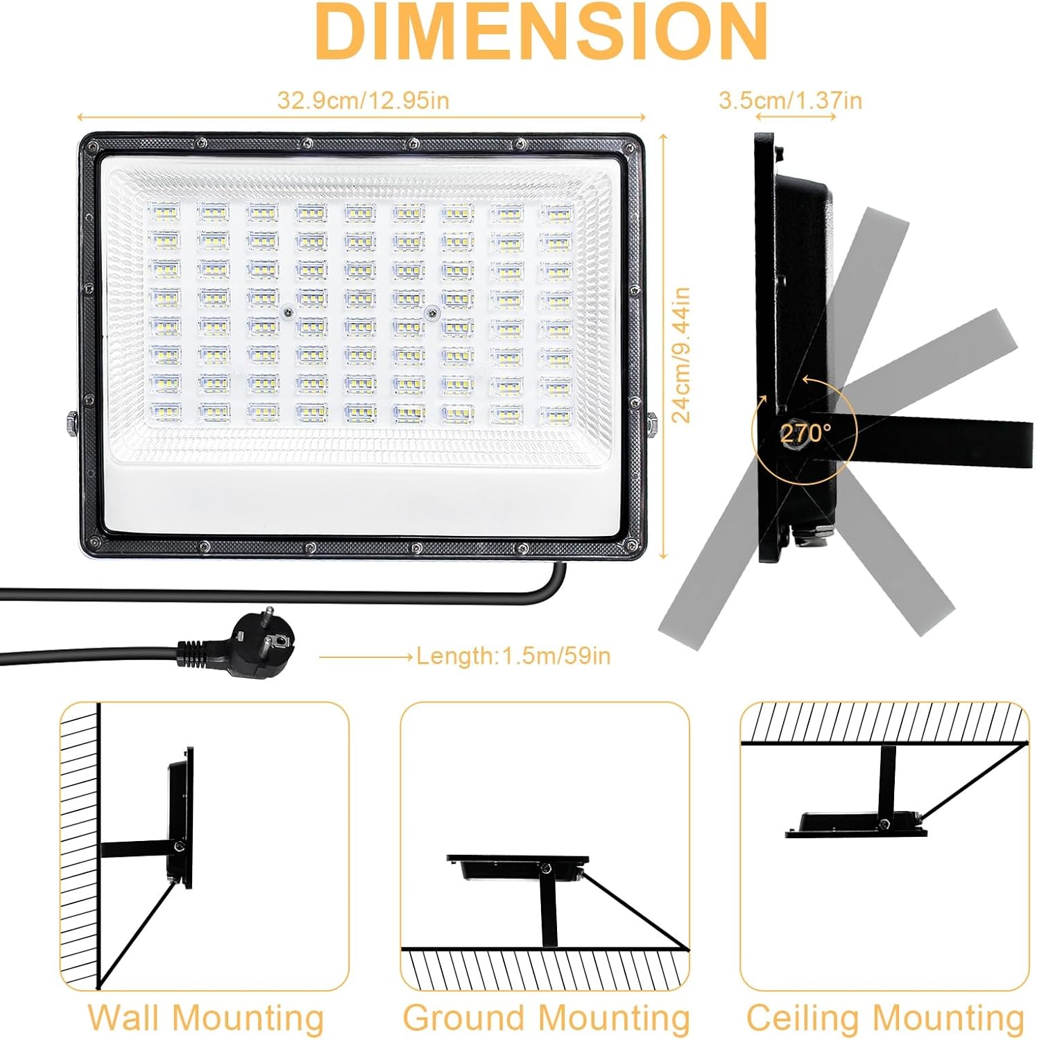 Createstar Faretto LED da Esterno 150W 2 Pezzi - immagine 6