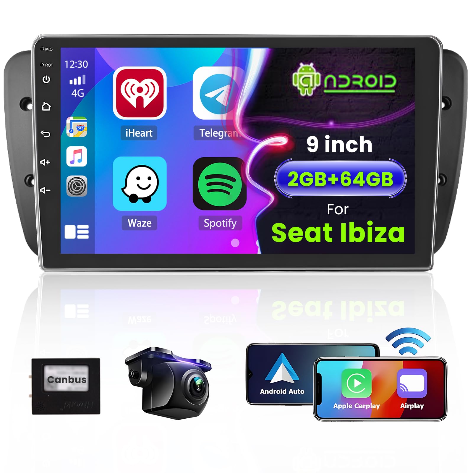 Hikity Android Autoradio 9" per Seat Ibiza 2009-2013