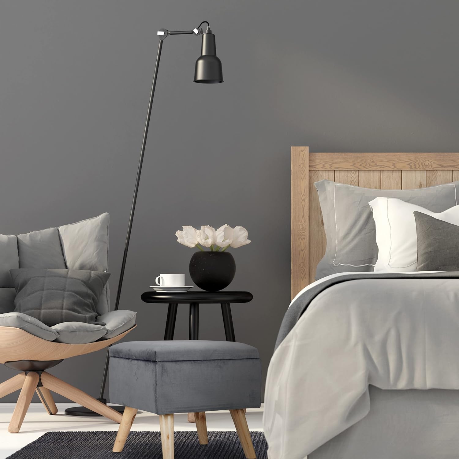 Relaxdays Sgabello Poggiapiedi Velluto 40x40x40 cm, Turchese - immagine 5