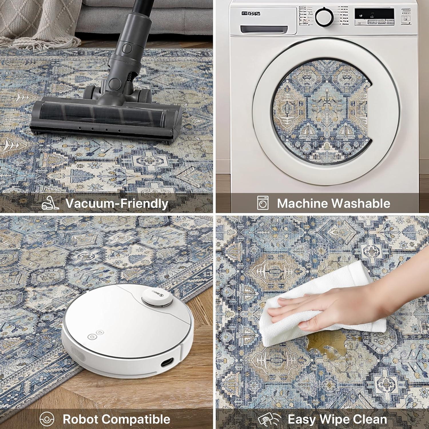 Beimo Tappeto Salotto Vintage Persiano Blu Navy 200x290cm - immagine 4