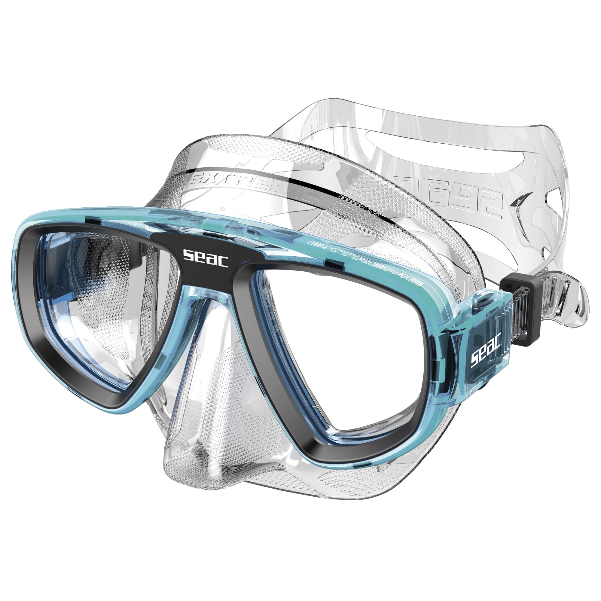 Seac Extreme 50, Maschera da Subacquea e Pesca in Apnea con Lenti Ottiche Opzionali Unisex Adulto, Trasparente/Blu, Taglia Unica