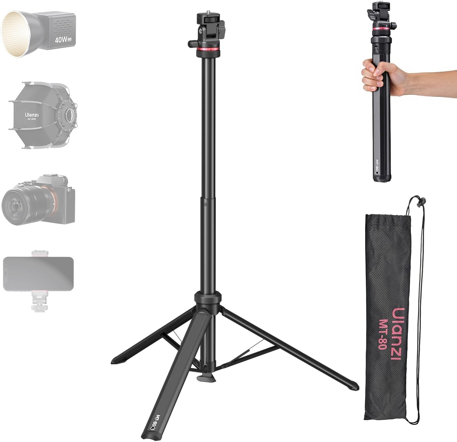 Ulanzi MT-80 Stativo Fotografico Compatto 213 cm - immagine 1