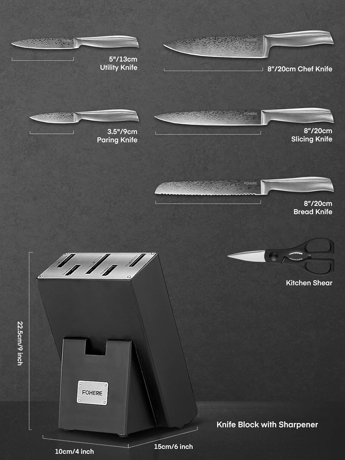 Fohere Set Coltelli da Cucina Professionale 7 Pezzi - immagine 2