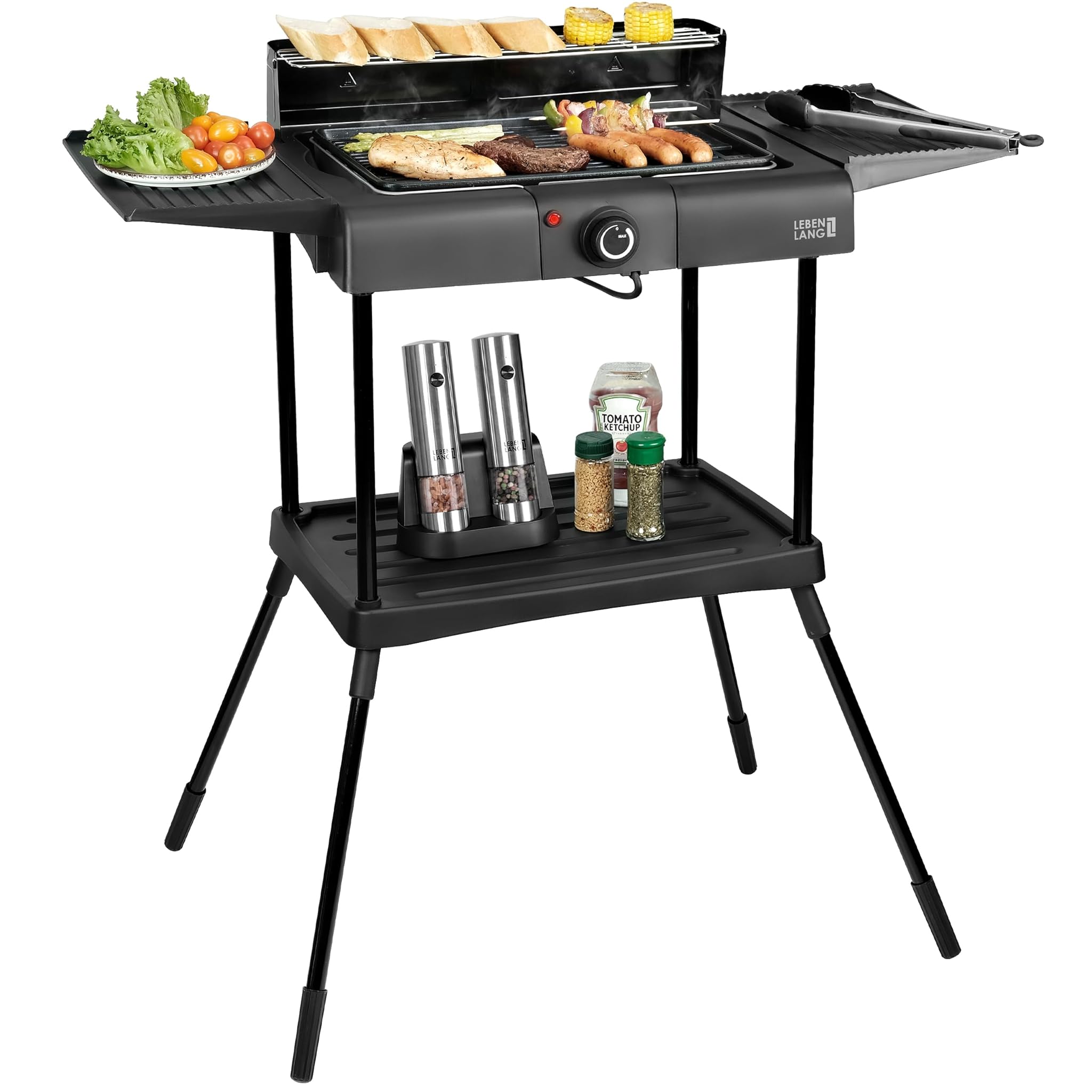 Lebenlang Barbecue Elettrico da Tavolo 2 in 1, 2000W