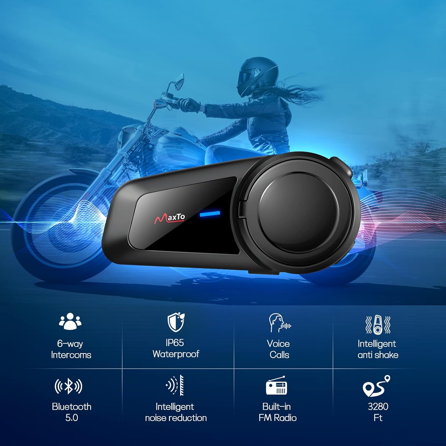 Maxto M2 Citofono Auricolare Bluetooth per Moto - immagine 2