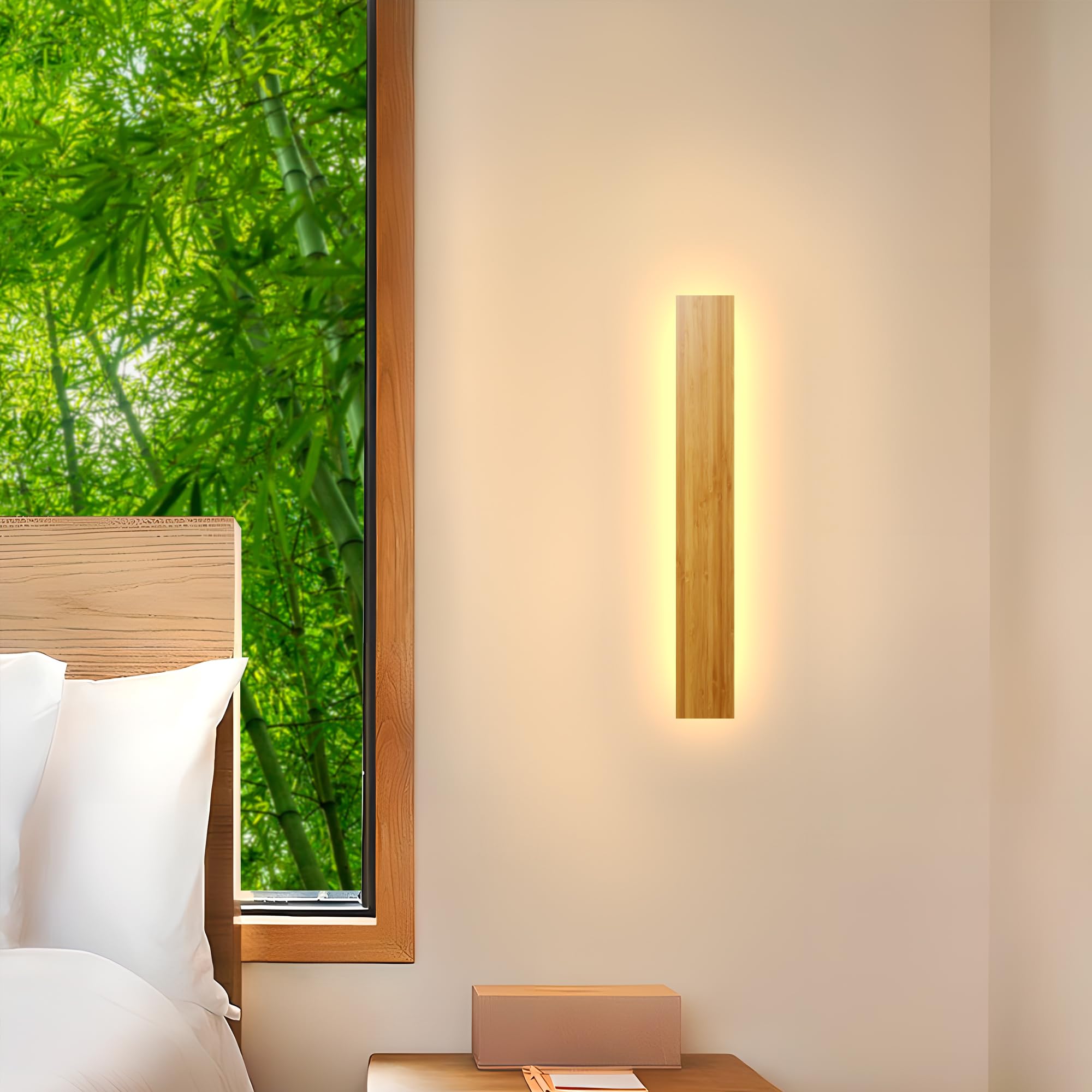 Lampada da Parete Interno LED Lunga in Legno 12W 3000K