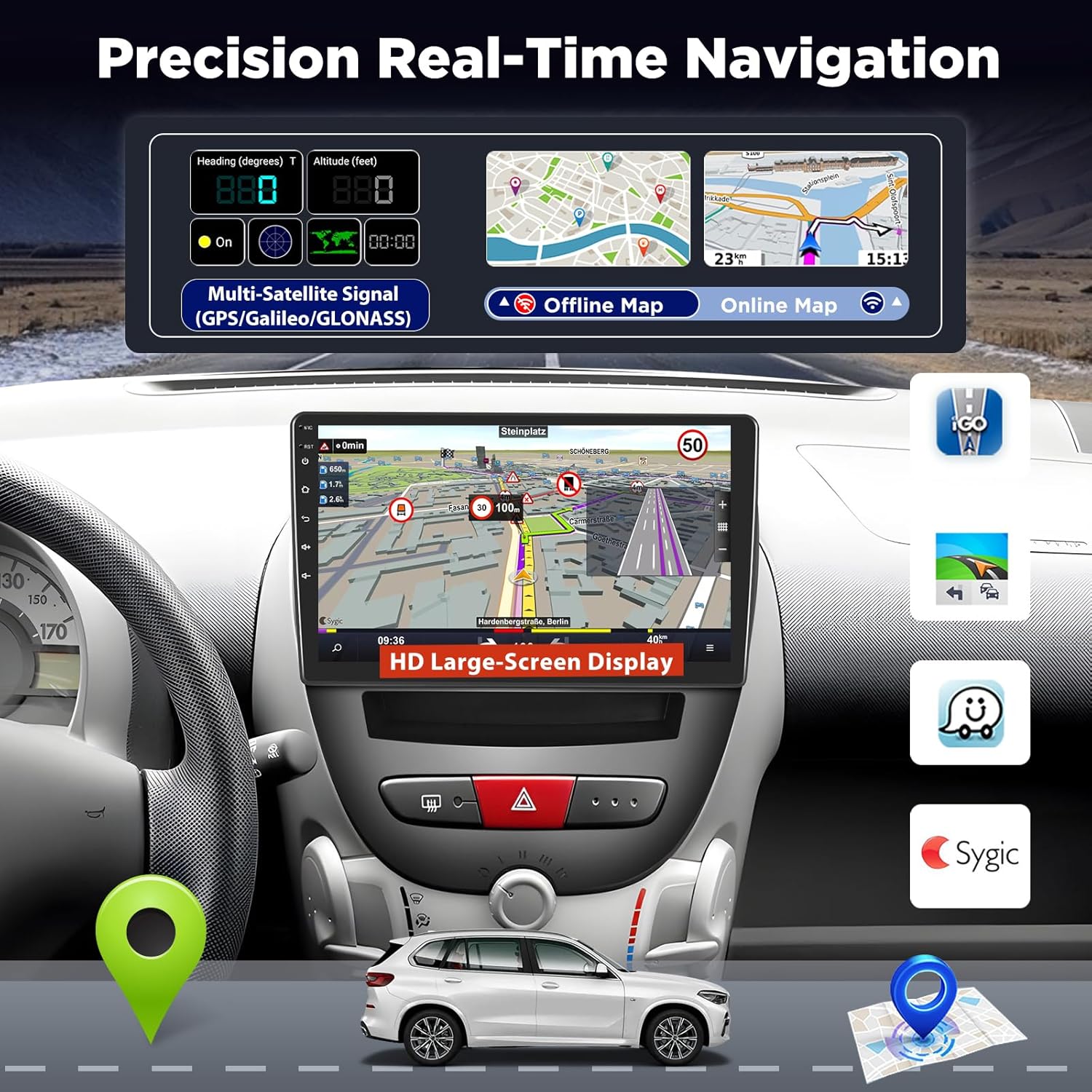 Autoradio Android 8-Core Qualcomm 4+64G per Toyota Aygo - immagine 3