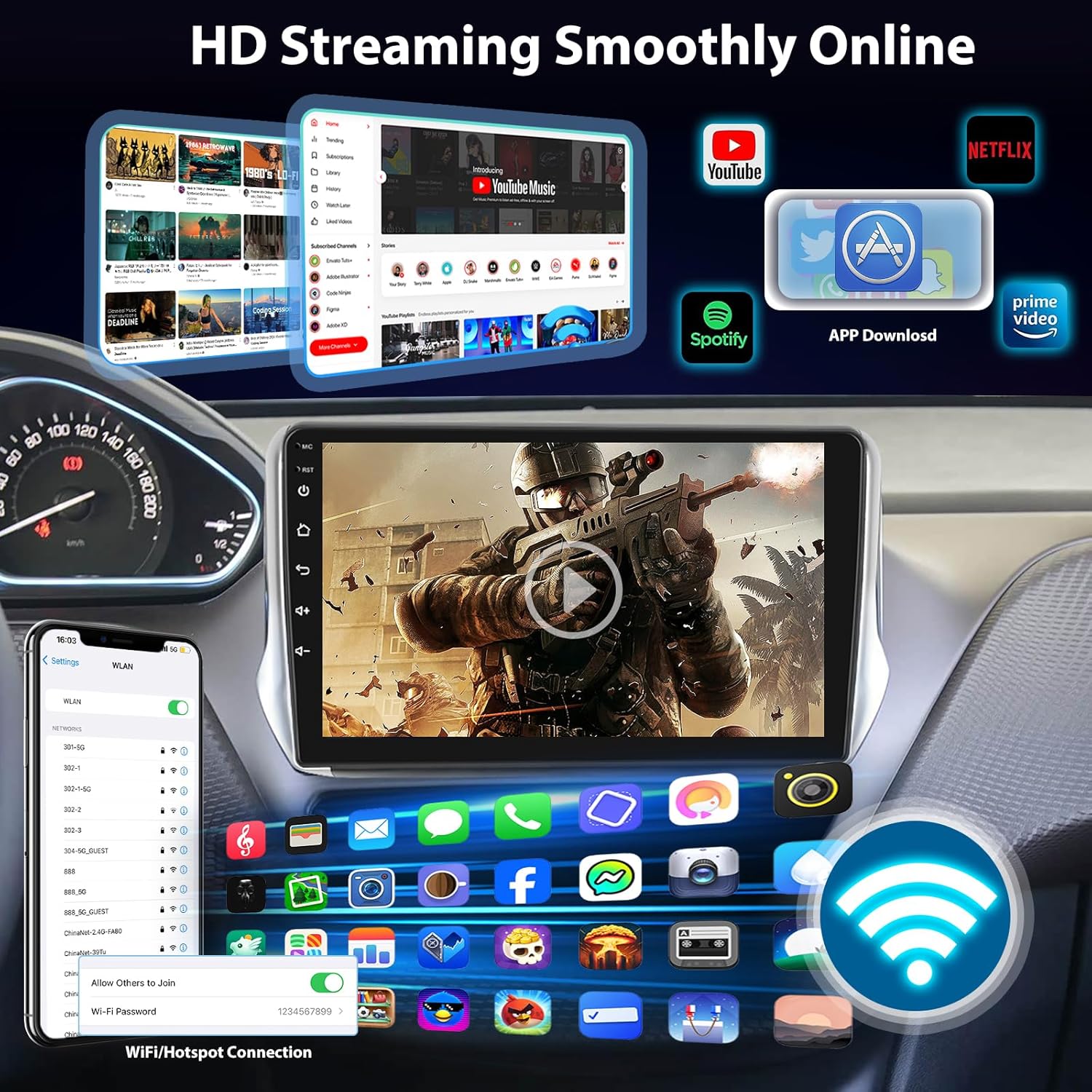 Autoradio Android 8-Core Qualcomm 4+64G per Toyota Aygo - immagine 6
