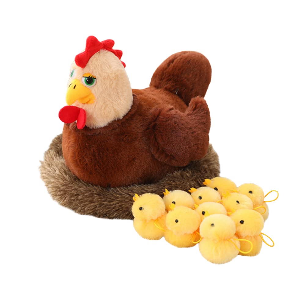 Peluche Pollo 32 cm con Pulcino, Gallina e Pollaio | BYNYXI | Velz