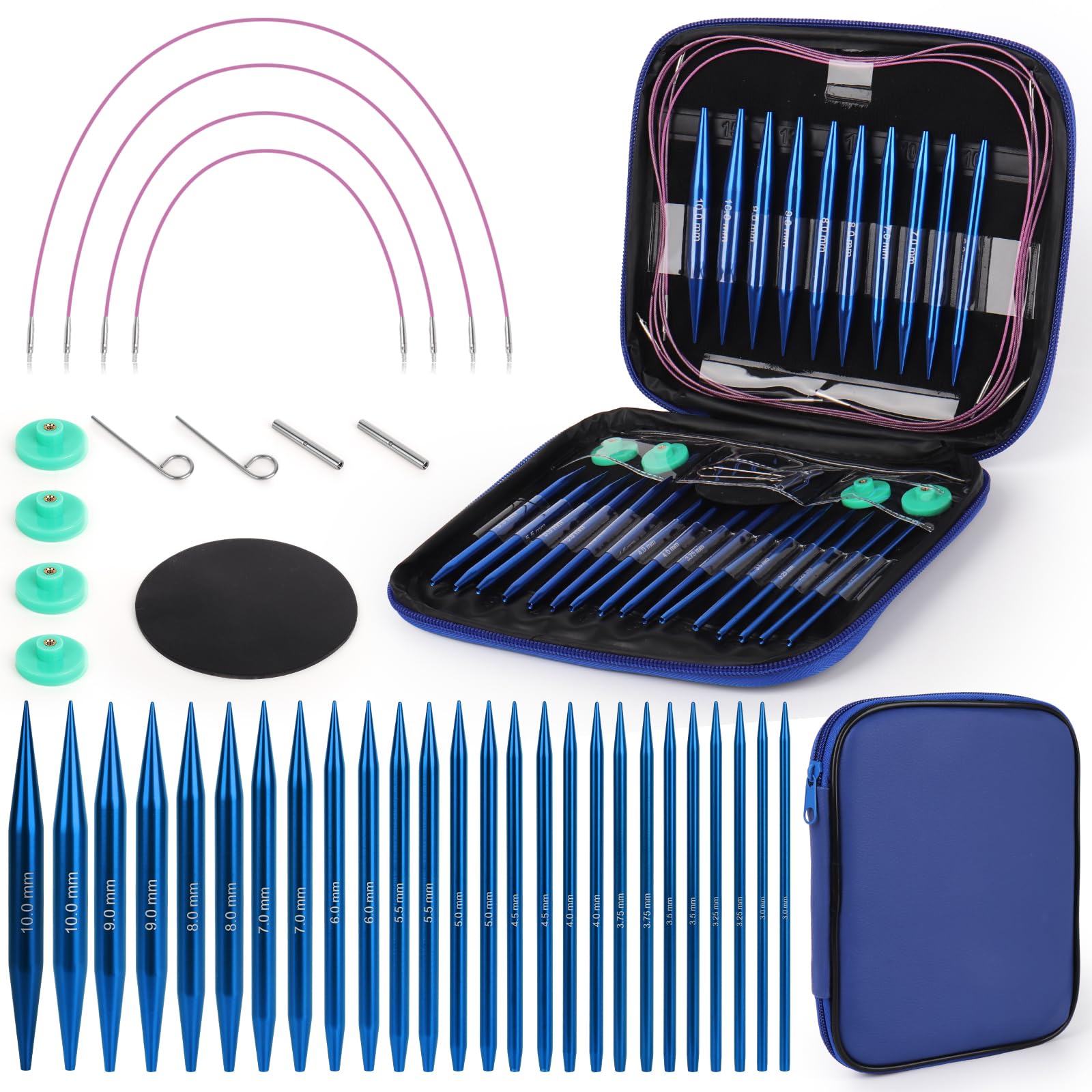 Coopay Set Ferri Circolari Intercambiabili in Alluminio, Blu