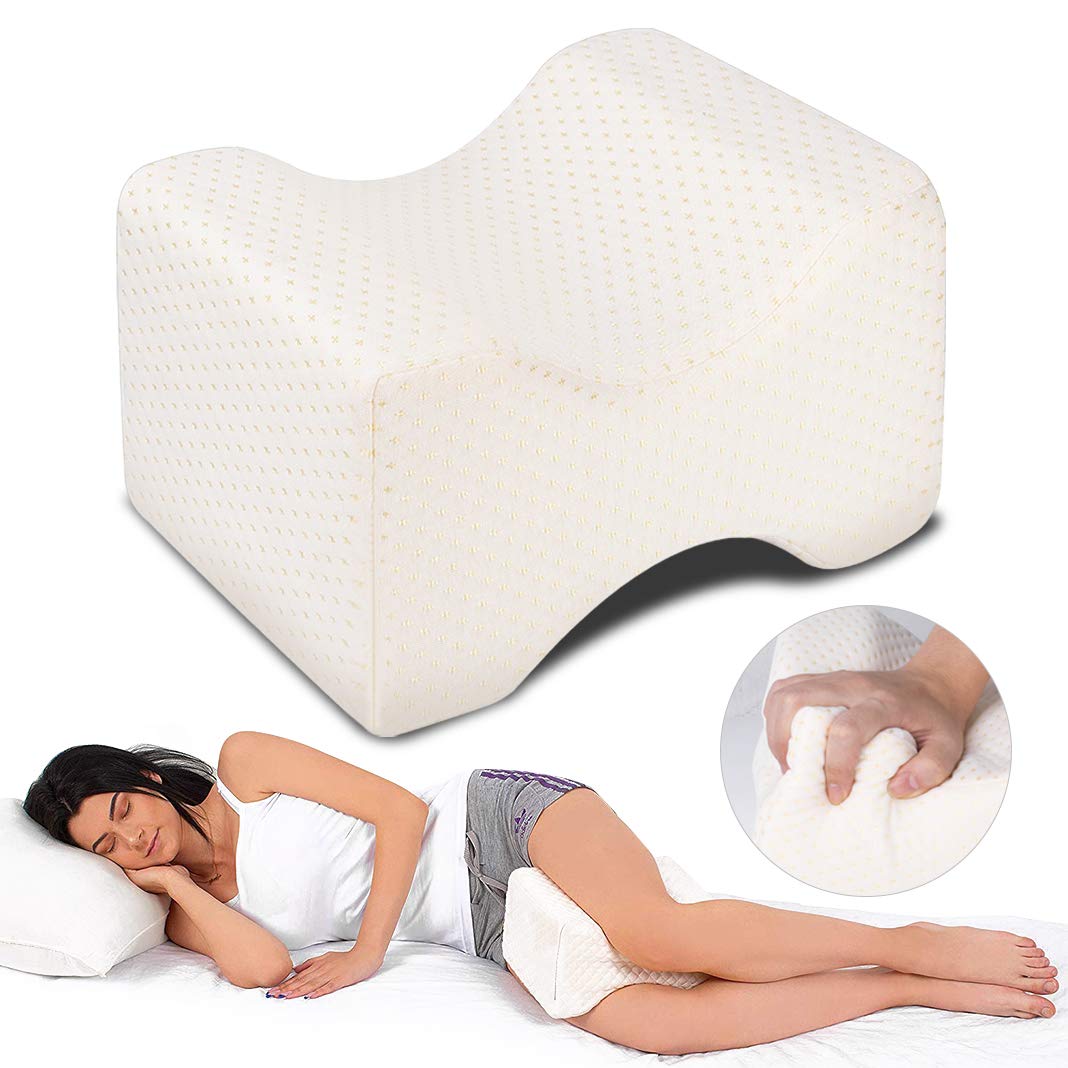 Cuscino per Ginocchia Ortopedico in Memory Foam, Bianco