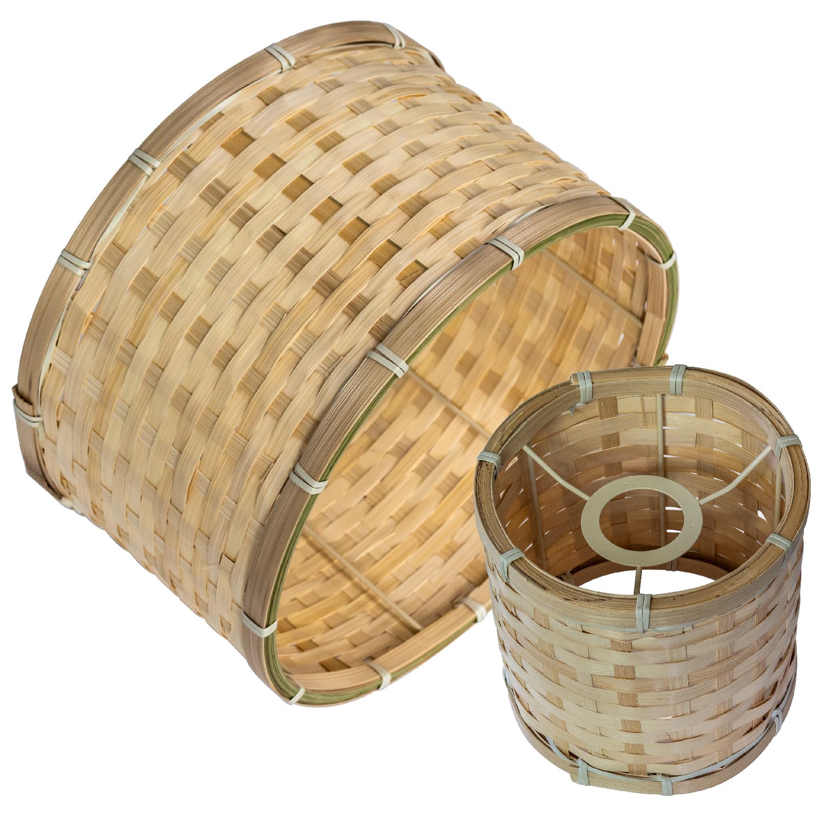 Set di Paralume in Bambù Cilindrico Effetto Rattan