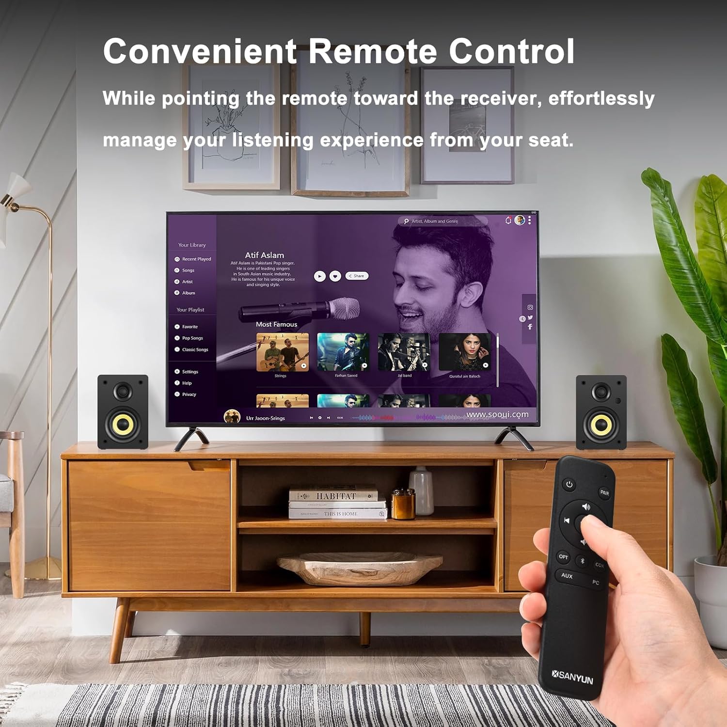 Sanyun SW206 Altoparlanti Scaffali 80W, Nero - immagine 4