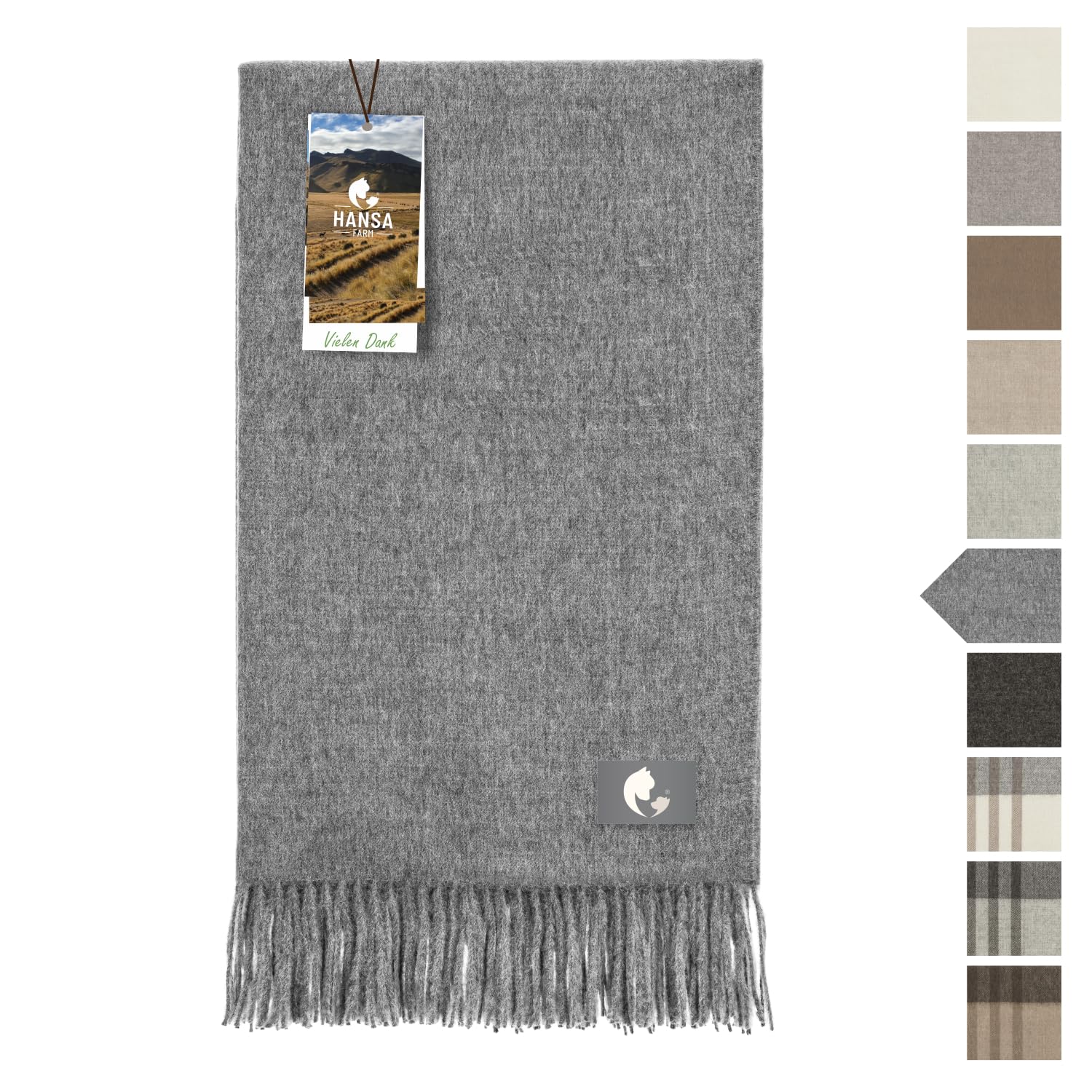 Coperta di Alpaca 200x130cm, Grigio Medio Uni