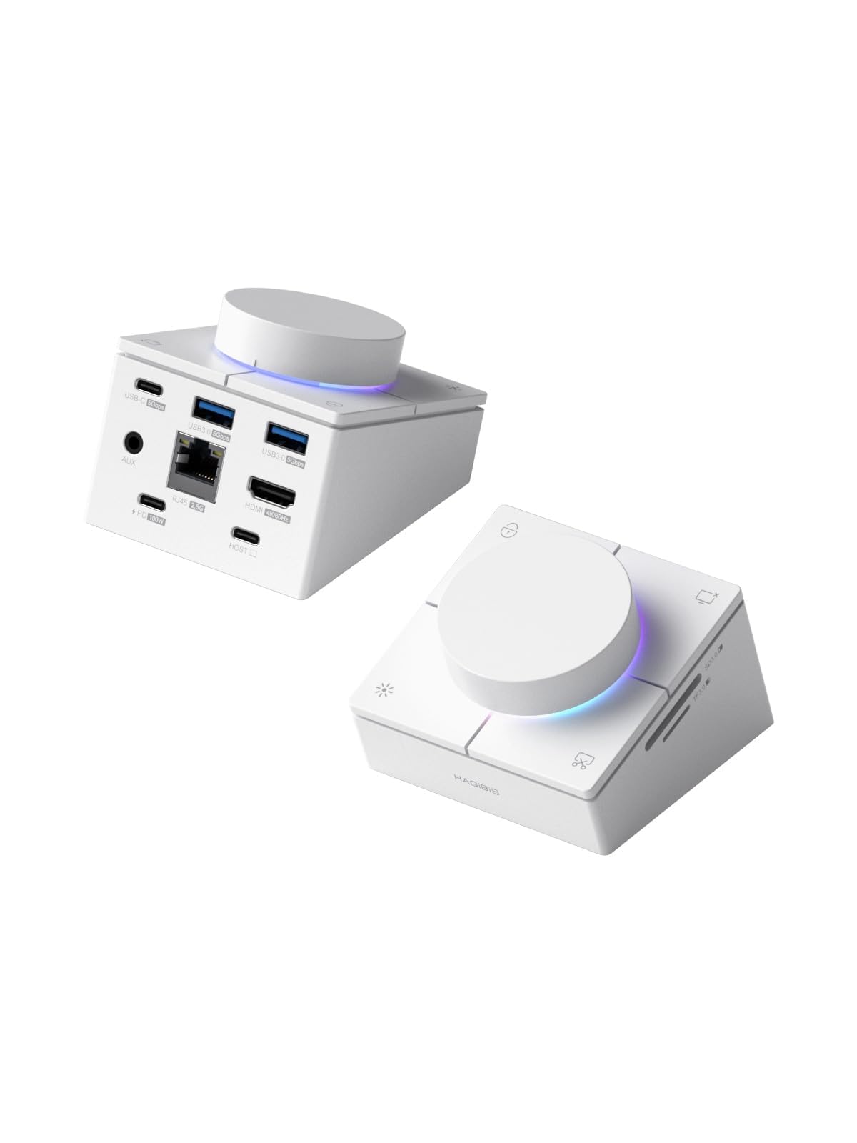 Hagibis Hub USB C con Pulsanti Scelta Rapida, Bianco