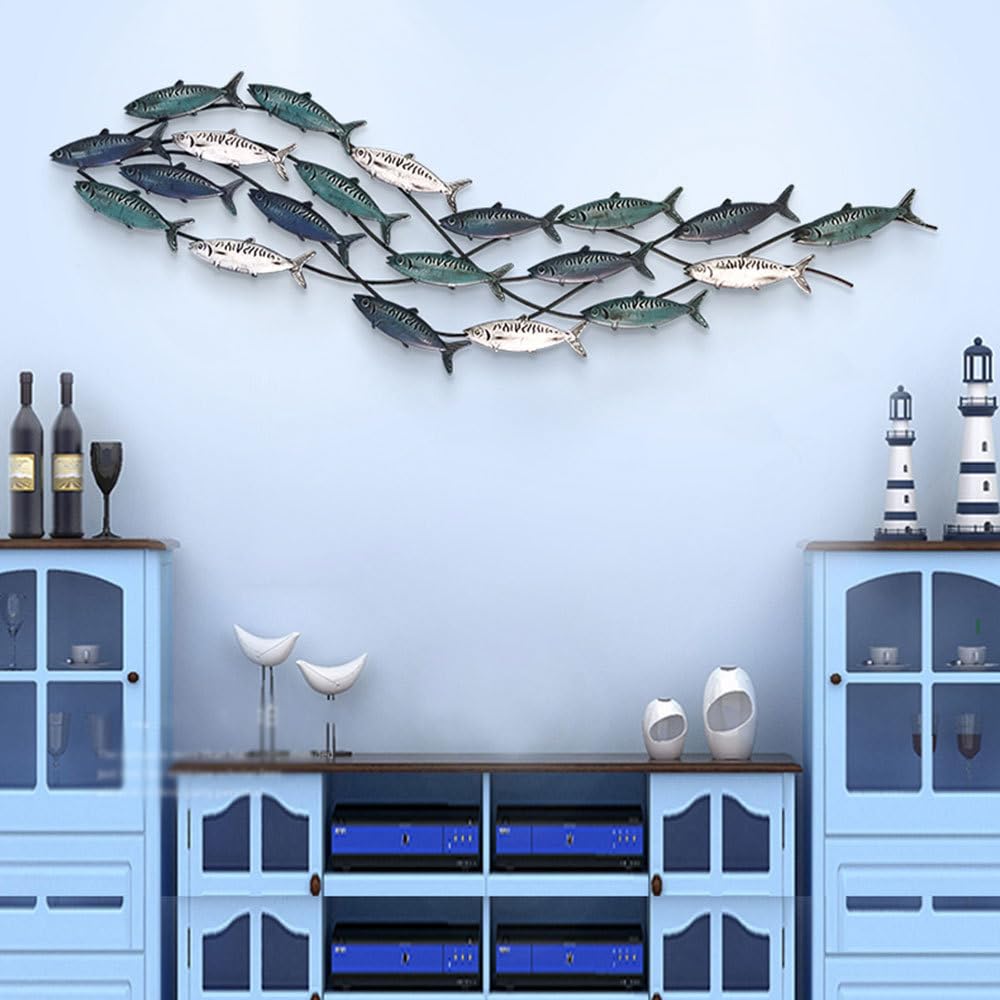 simdennr Decorazione da Parete in Metallo - Sciame di Pesce
