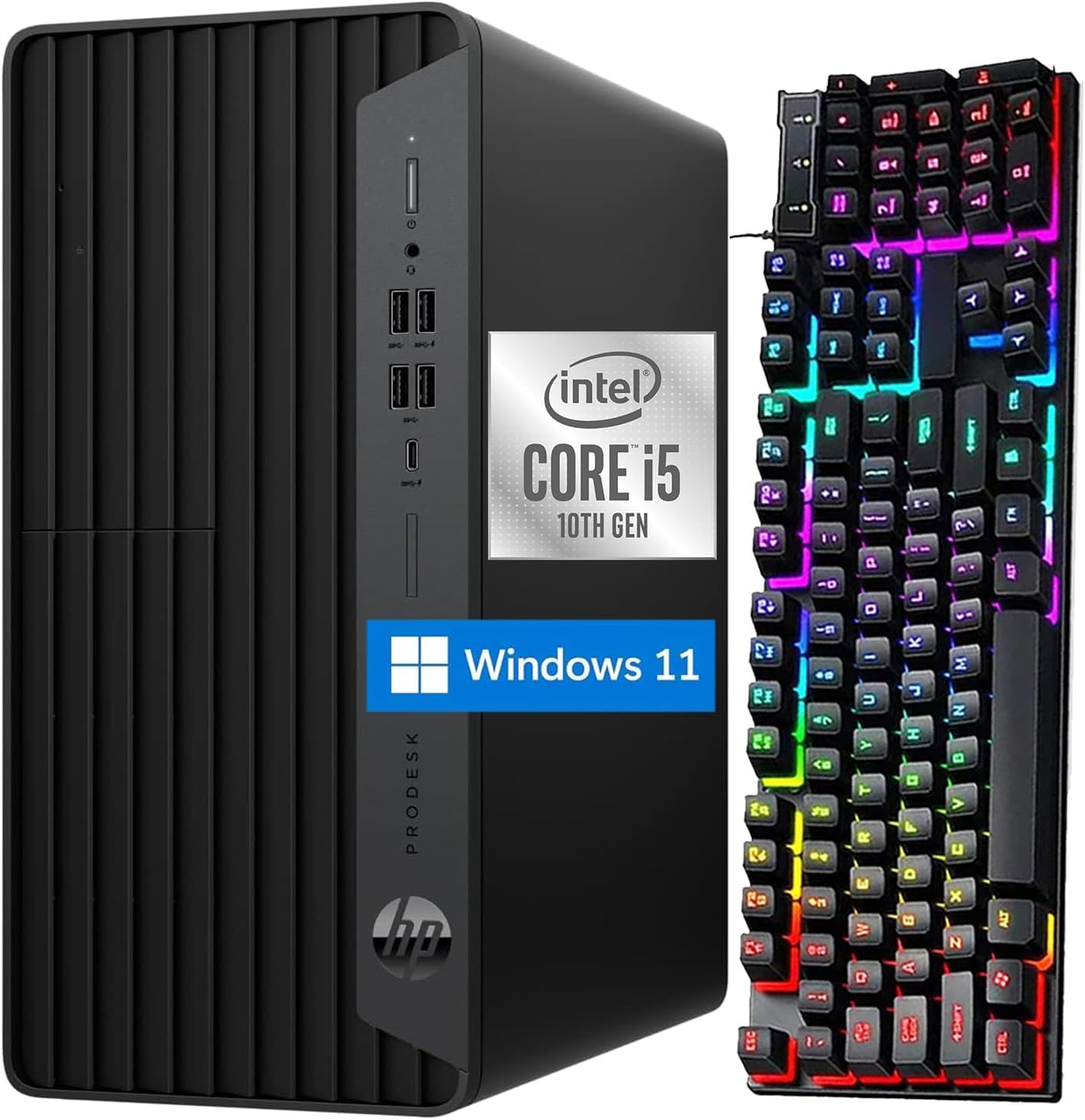 HP ProDesk 600 G6 Mini Tower PC Desktop, Intel Core i5-10500 3.1GHz, 16 GB RAM, SSD 512 GB, HDMI, tastiera QWERTY americana, mouse, USB WiFi, Windows 11 Pro (ricondizionato)