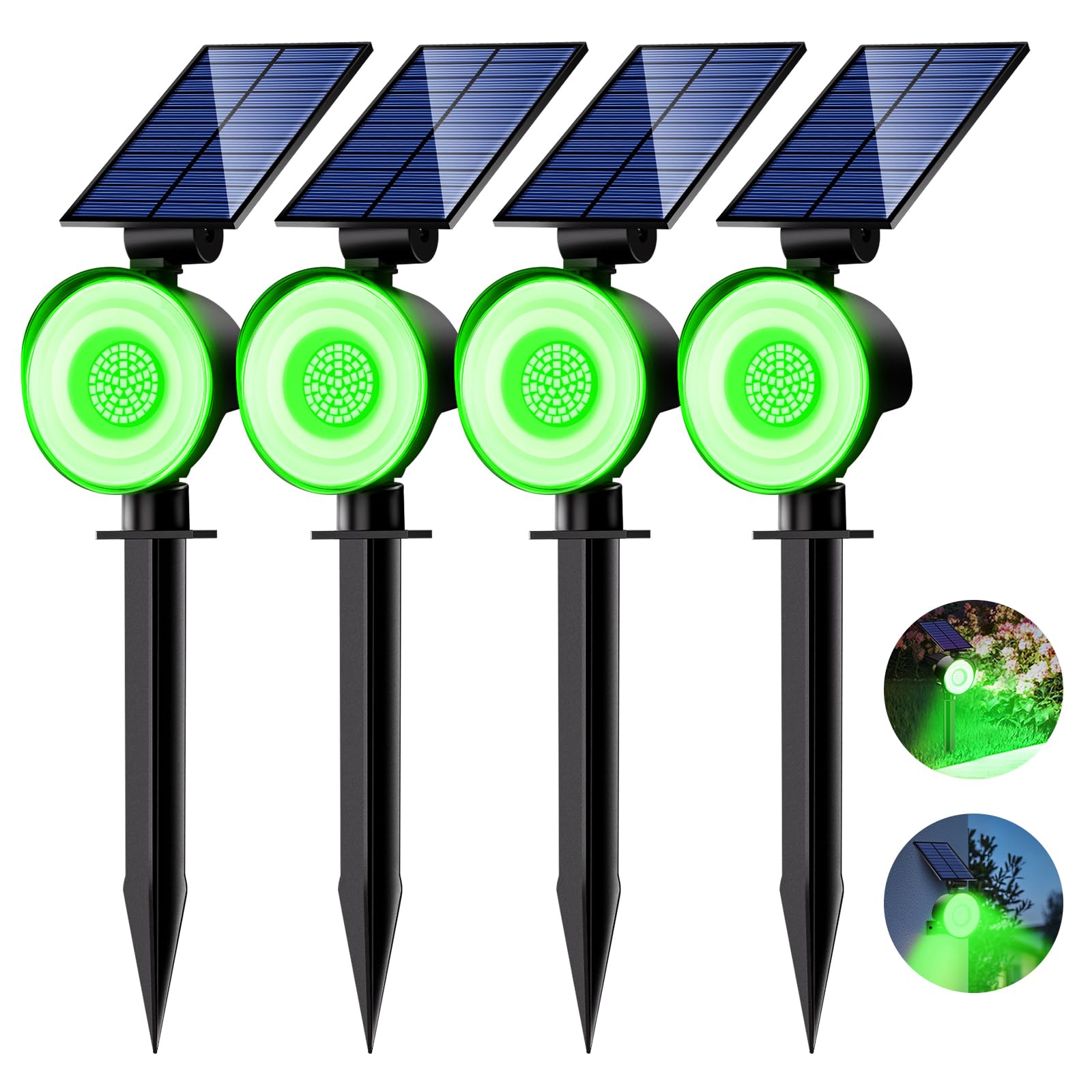 Nipify 4 Faretti Solari a LED da Esterno, Verde