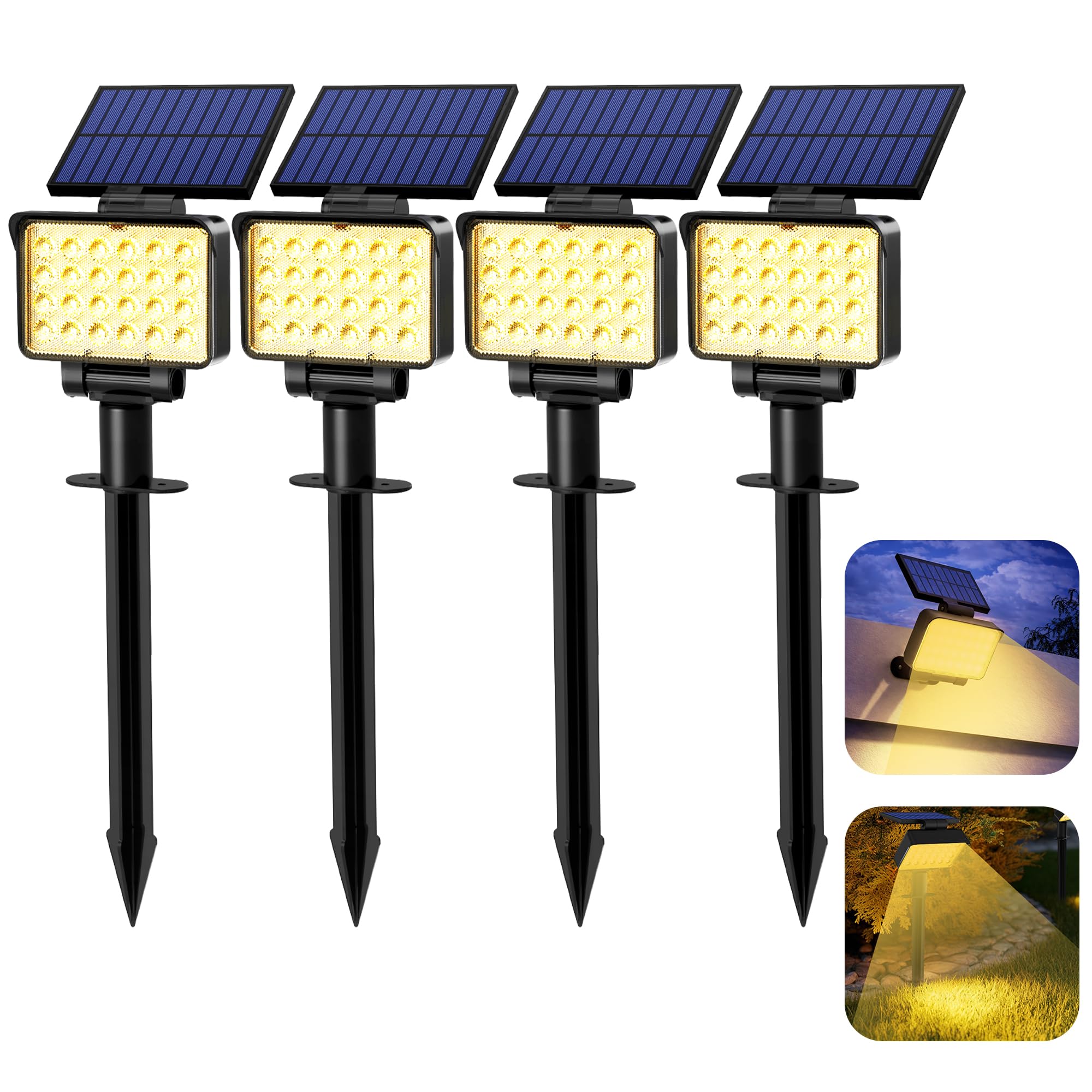 Solpex Faretto Solare per Esterni 24 LED, Bianco Caldo (4pz)