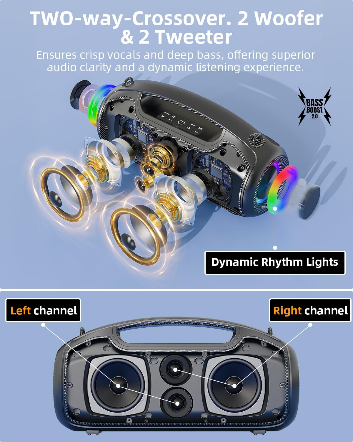 Cassa Bluetooth Portatile 120W (200W MAX) Impermeabile - immagine 2