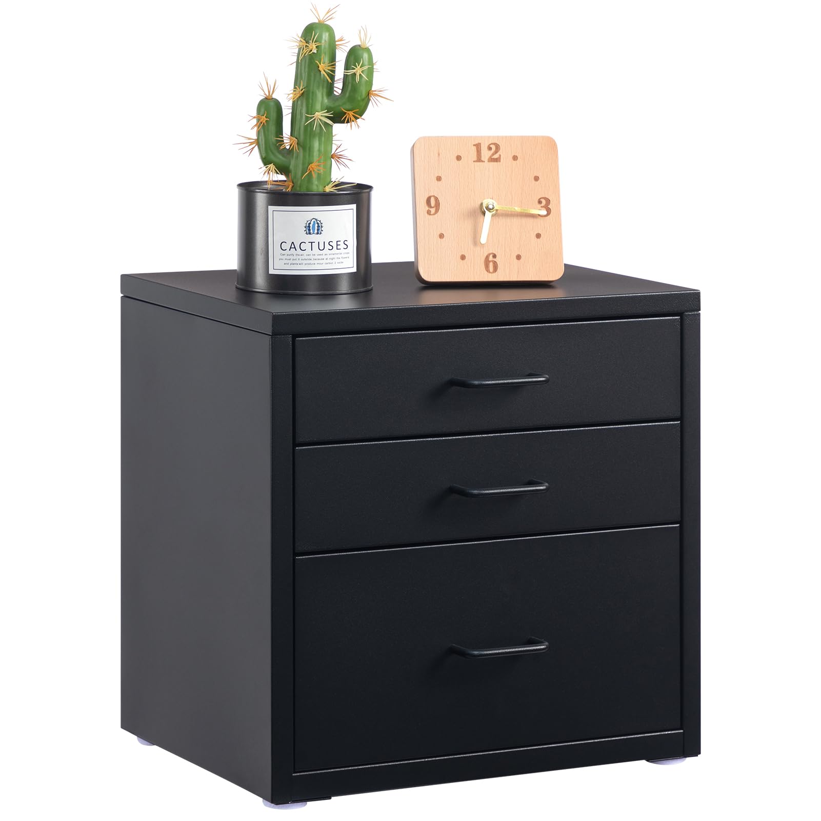 Hollyhome Armadietto da Scrivania con 3 Cassetti, Nero