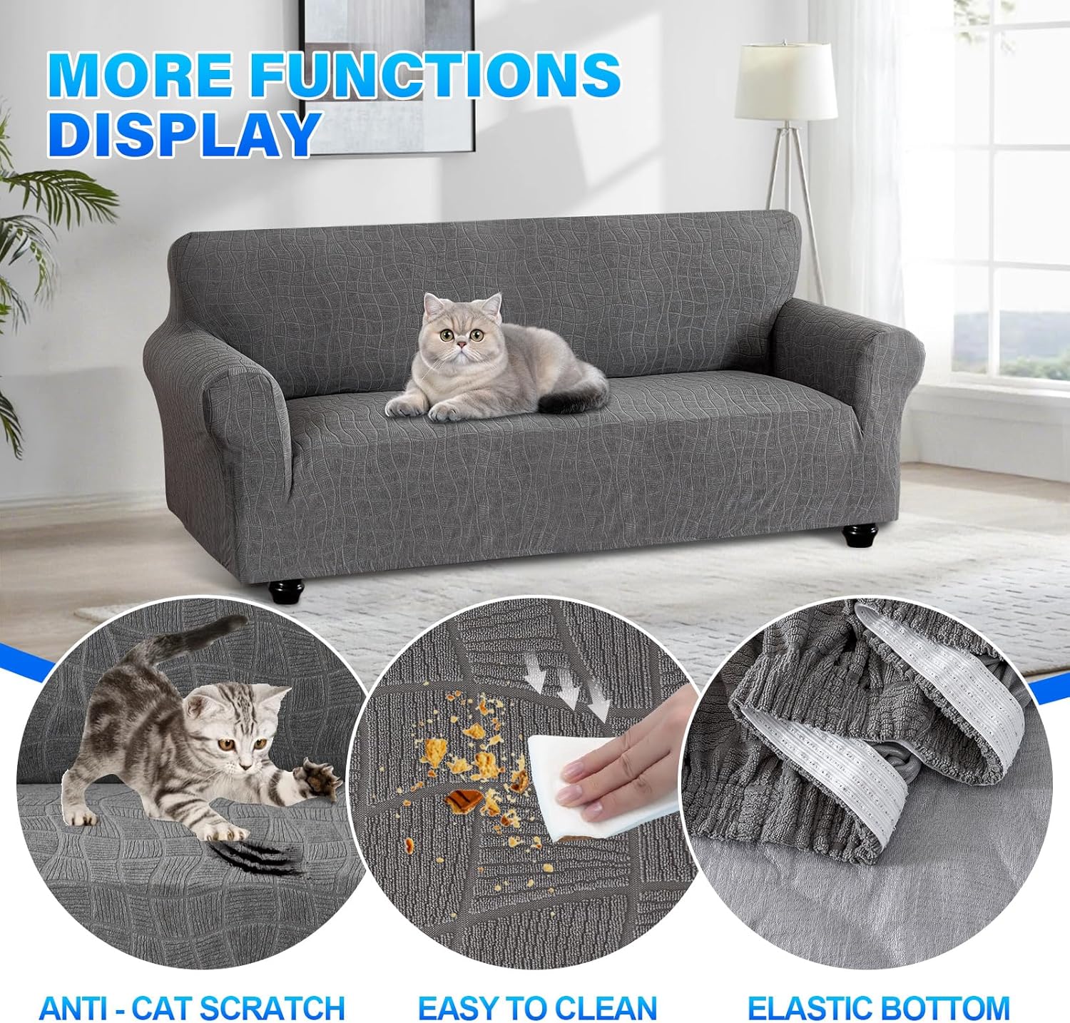 Ystyle Copridivano Impermeabile 3 Posti, Grigio Chiaro - immagine 6